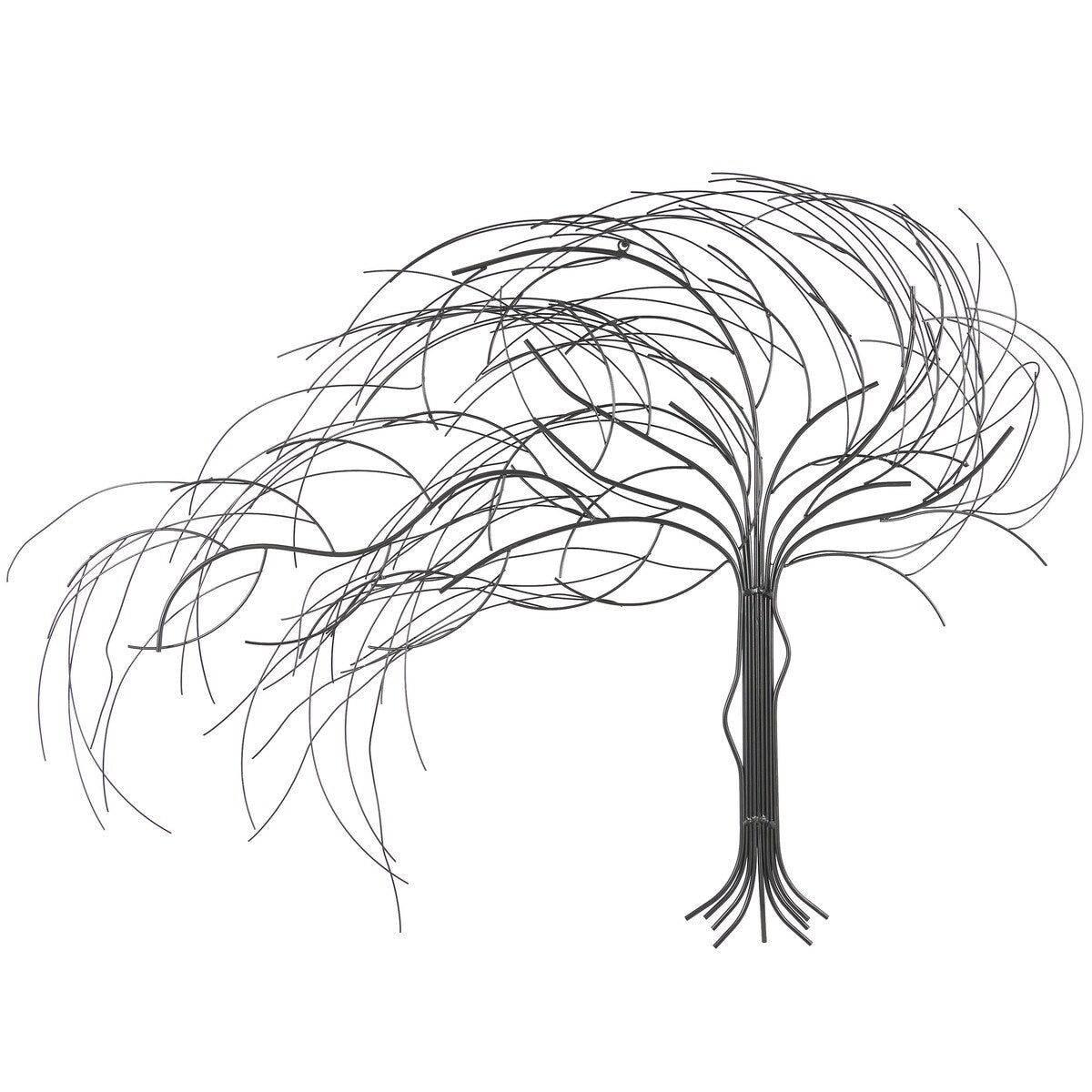 Metal Tree Indoor Outdoor Home Wall Decor with Long Branch - Silver - Roche River Decor