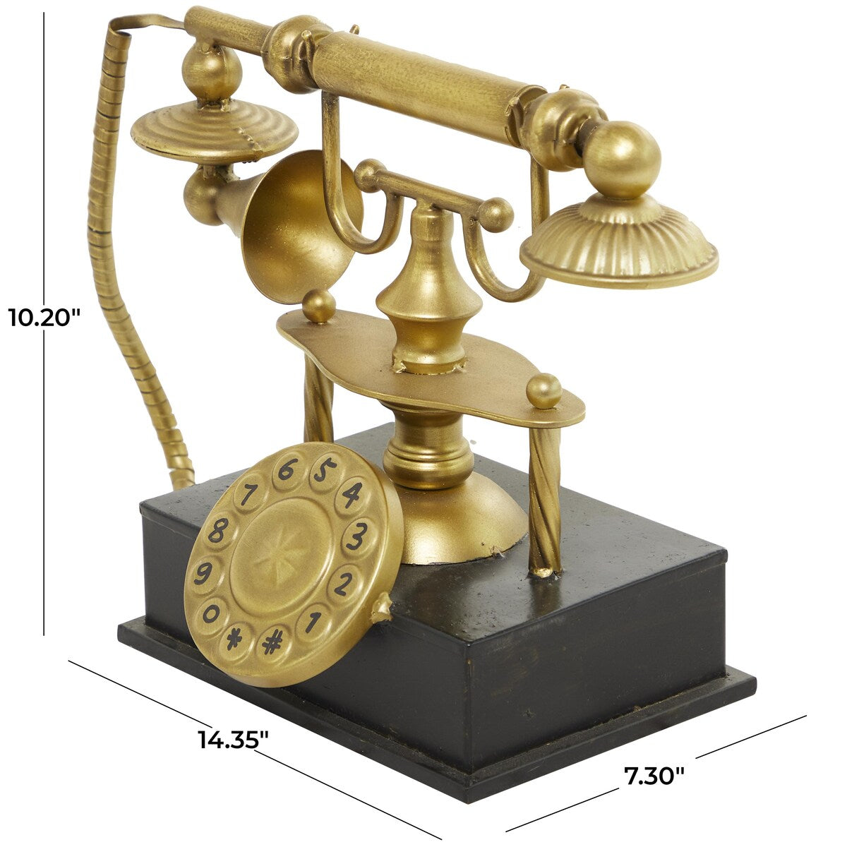 Metal Telephone Decorative Sculpture - Gold - Roche River Decor