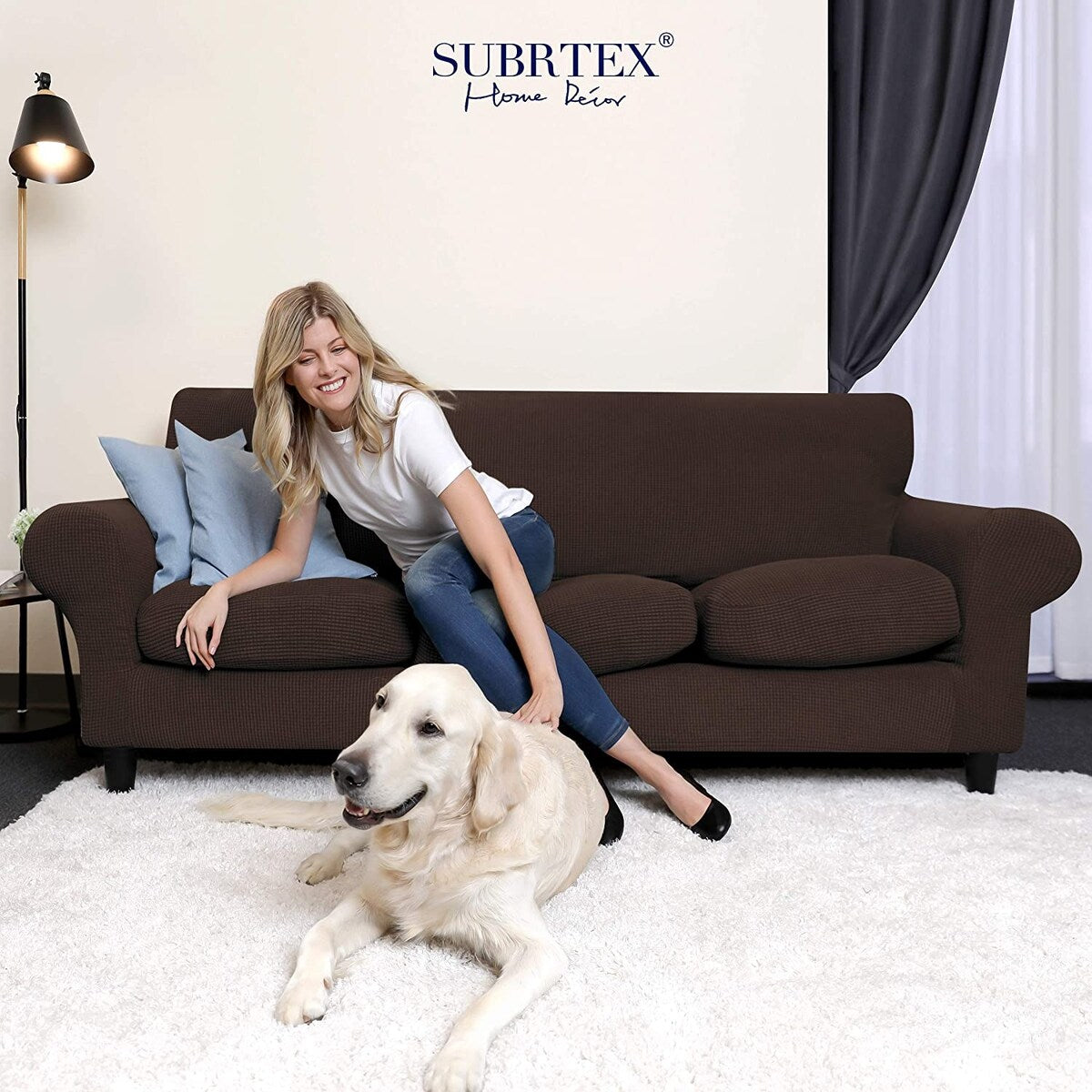 Subrtex Sofa Separate Cushion Soft Cover Slipcover Furniture Protector