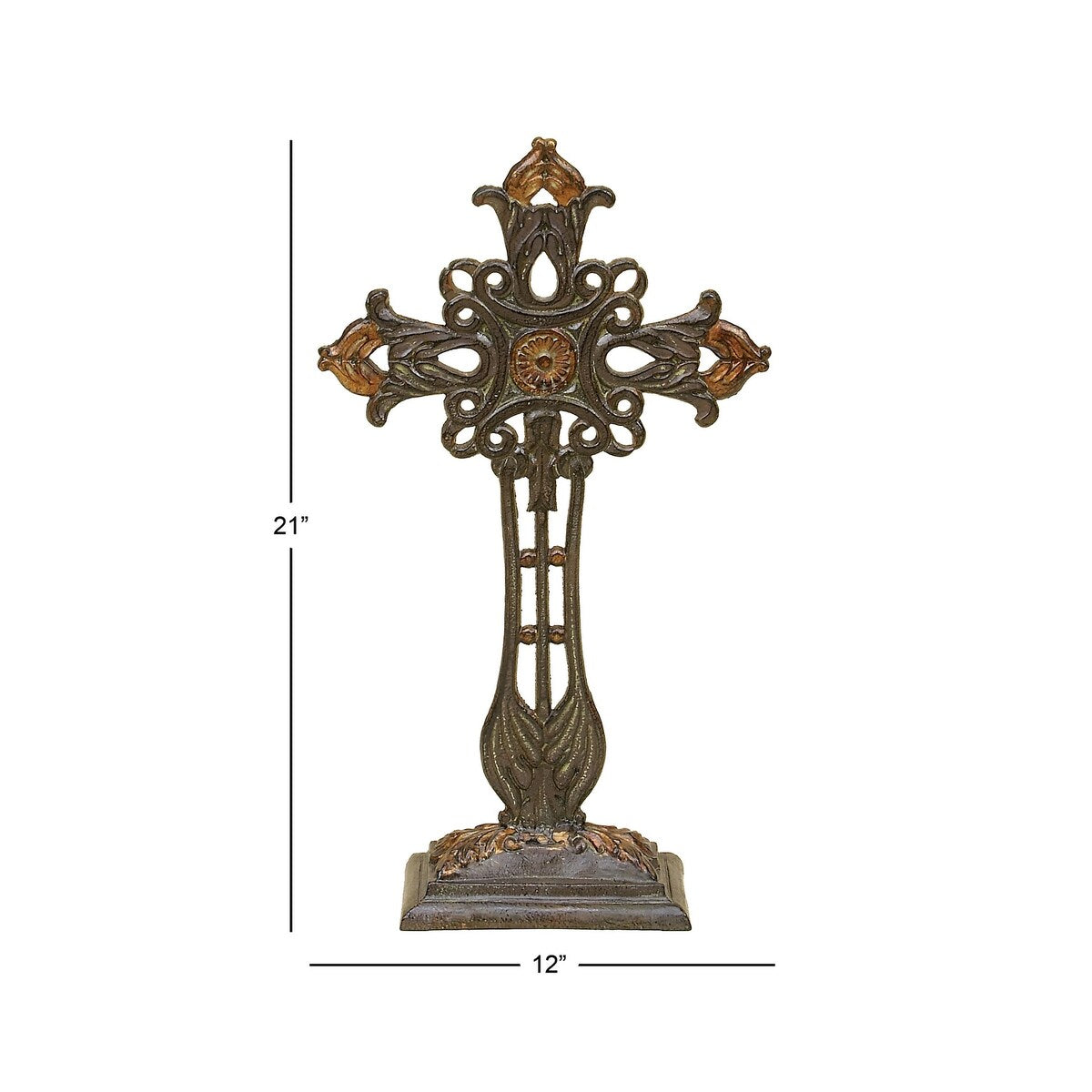 Metal Biblical Cross Decorative Sculpture - Copper - Roche River Decor