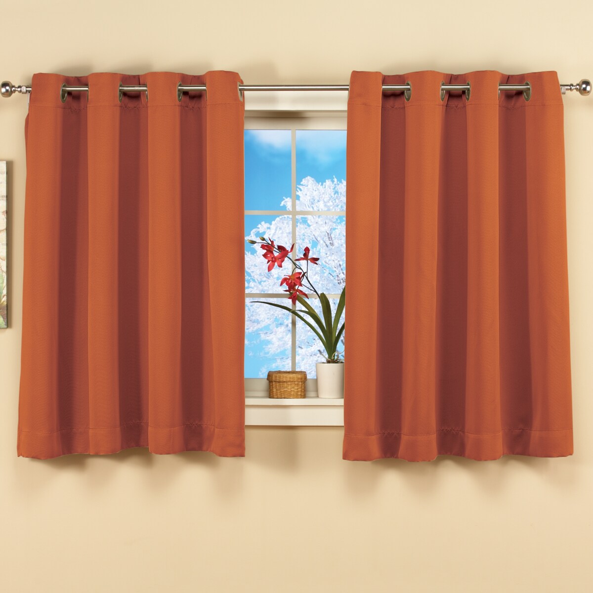 Short Blackout Window Curtain Panel with Easy Open-Close