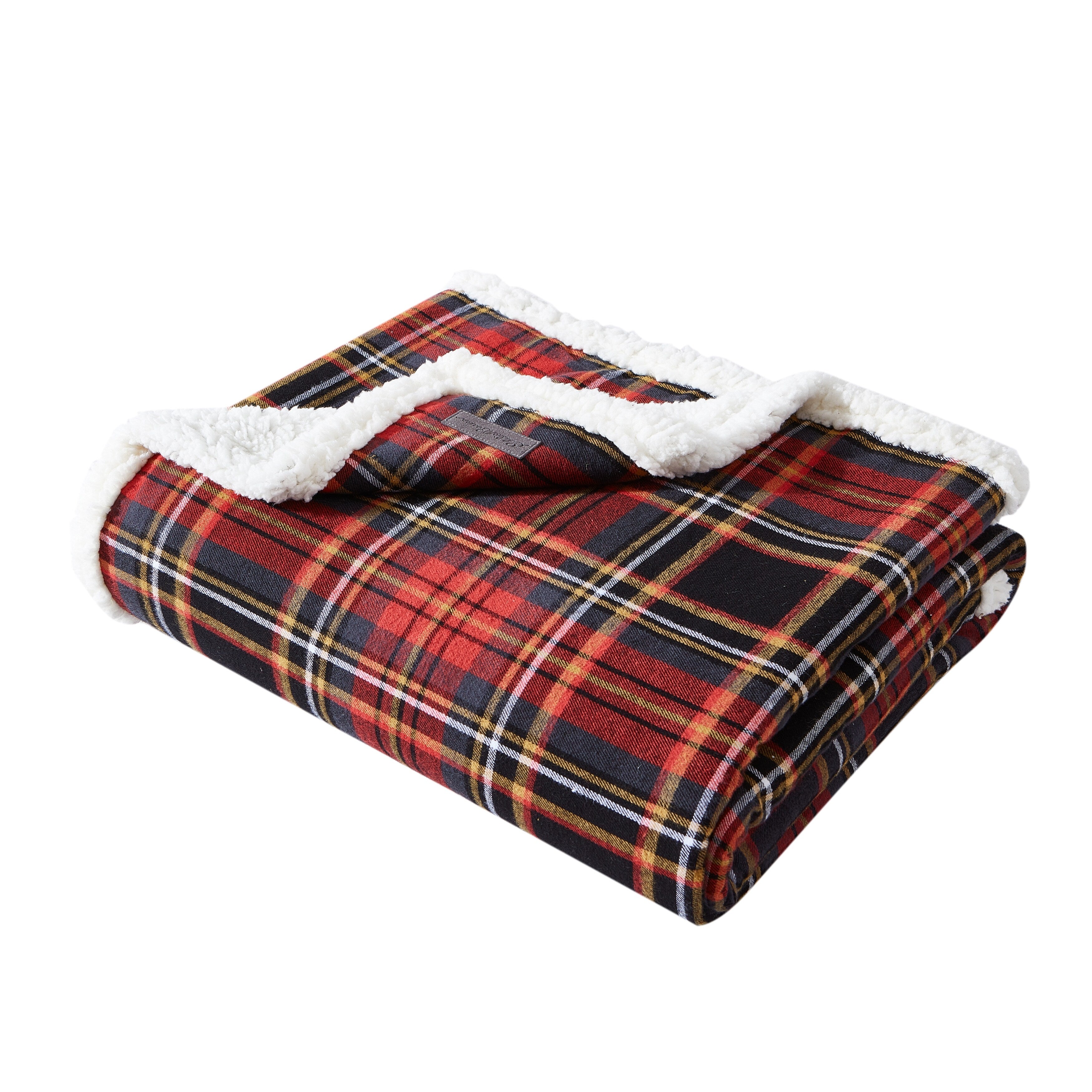 Eddie Bauer Cotton Flannel/Shearling Reverse Throw Blanket