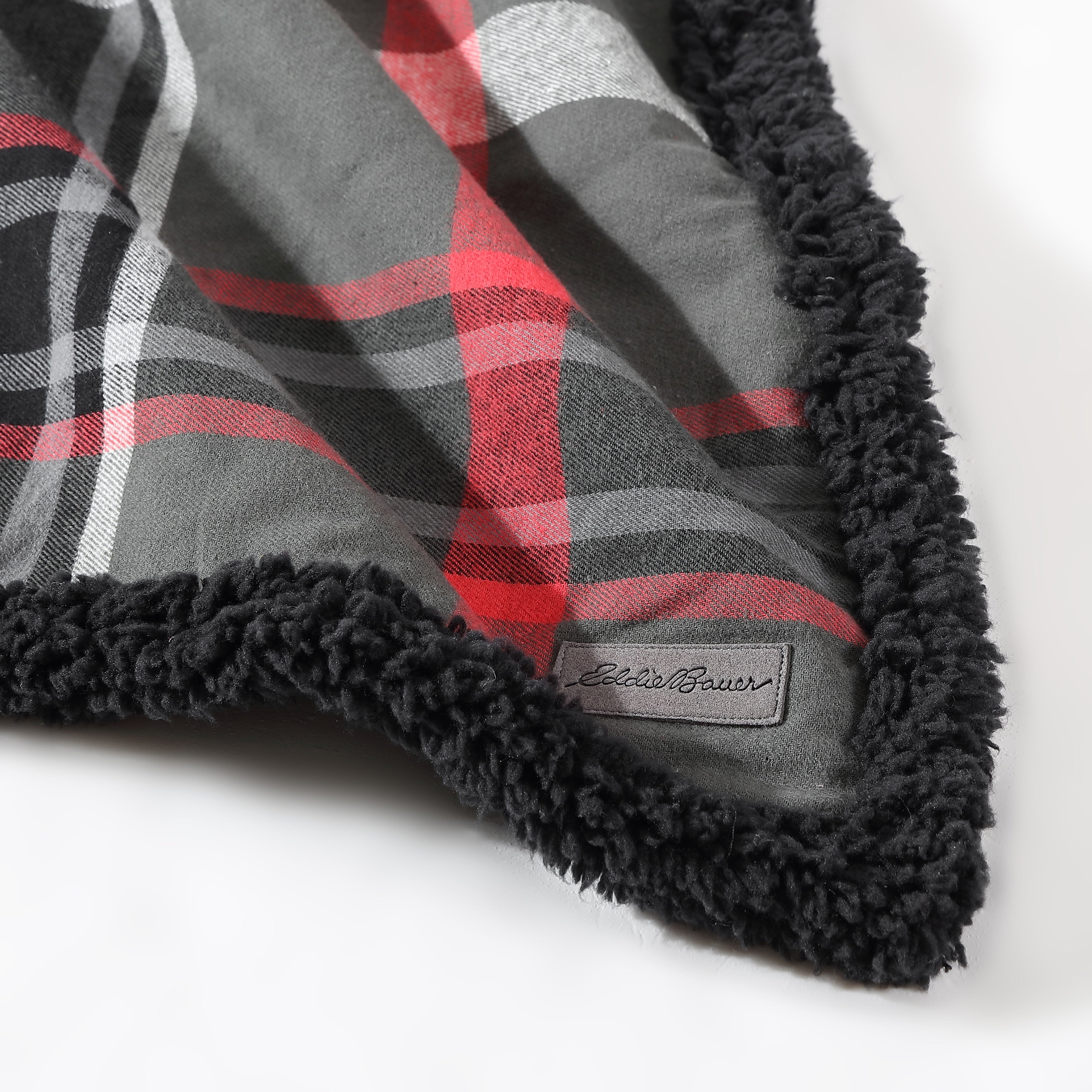 Eddie Bauer Cotton Flannel/Shearling Reverse Throw Blanket