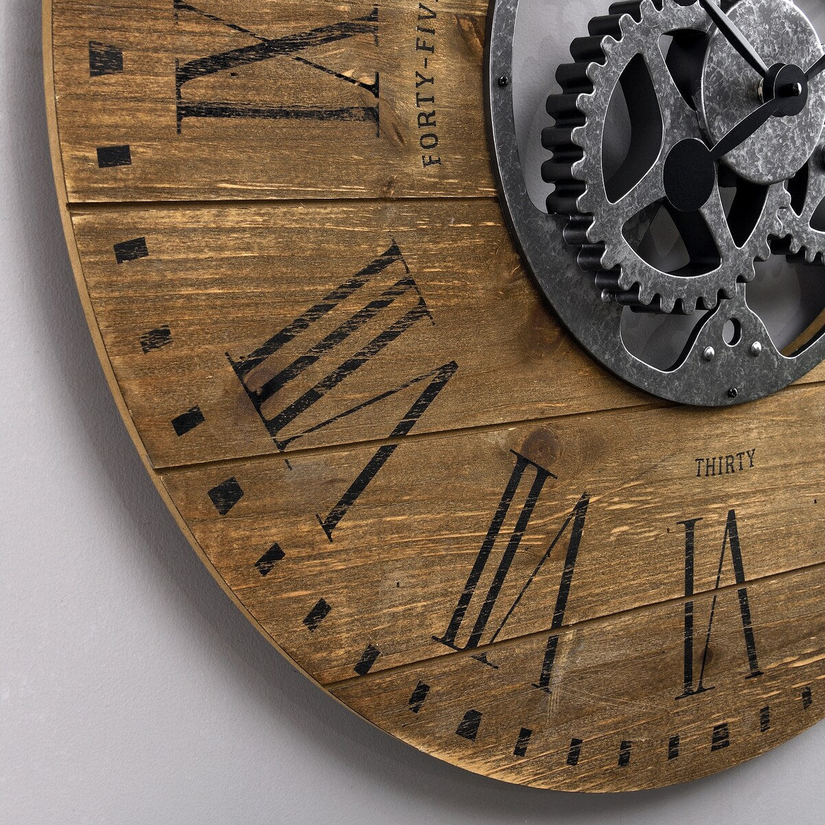 FirsTime & Co. Shiplap Steampunk Farmhouse Wall Clock