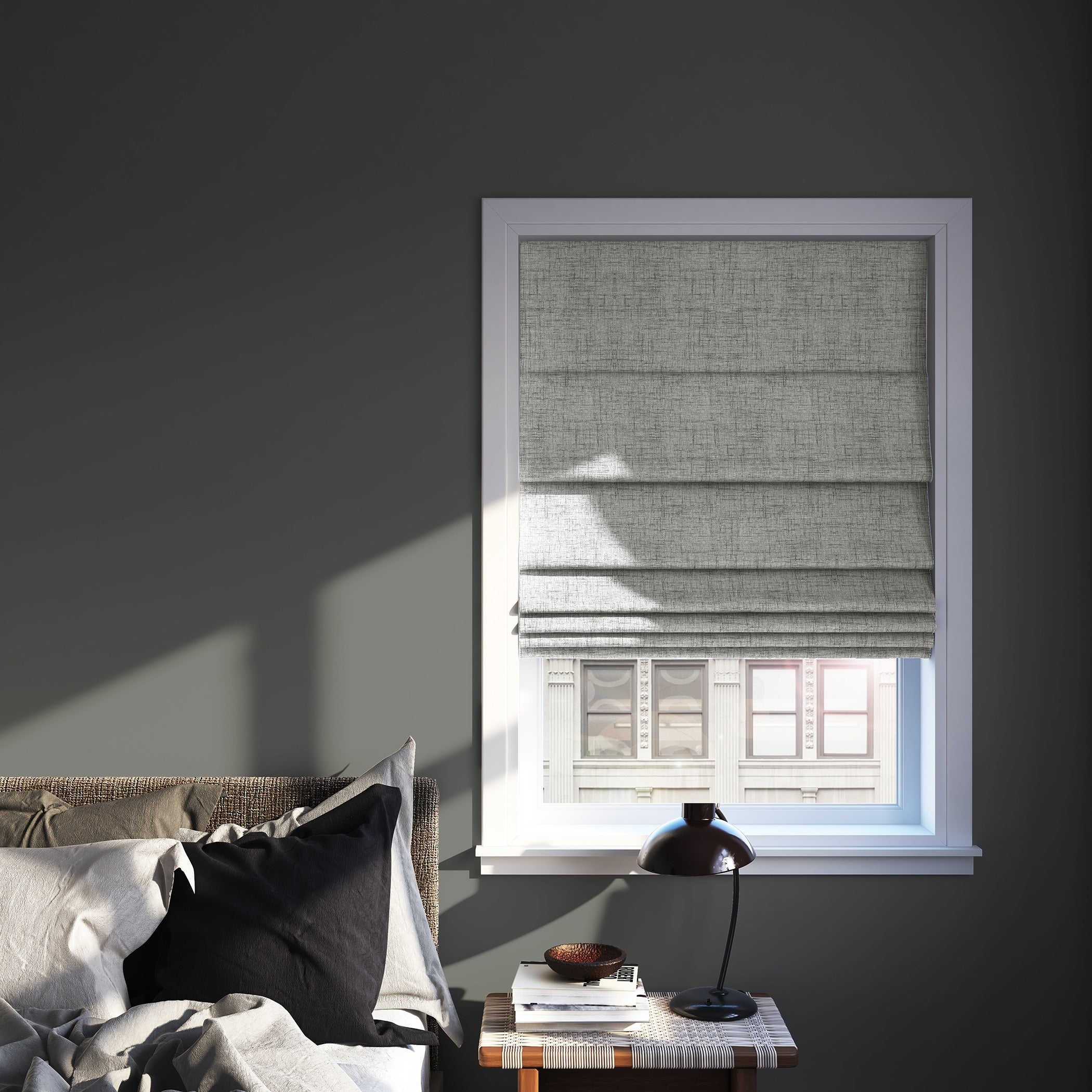 Sun Zero Somerton Textured Total Blackout Cordless Roman Shade