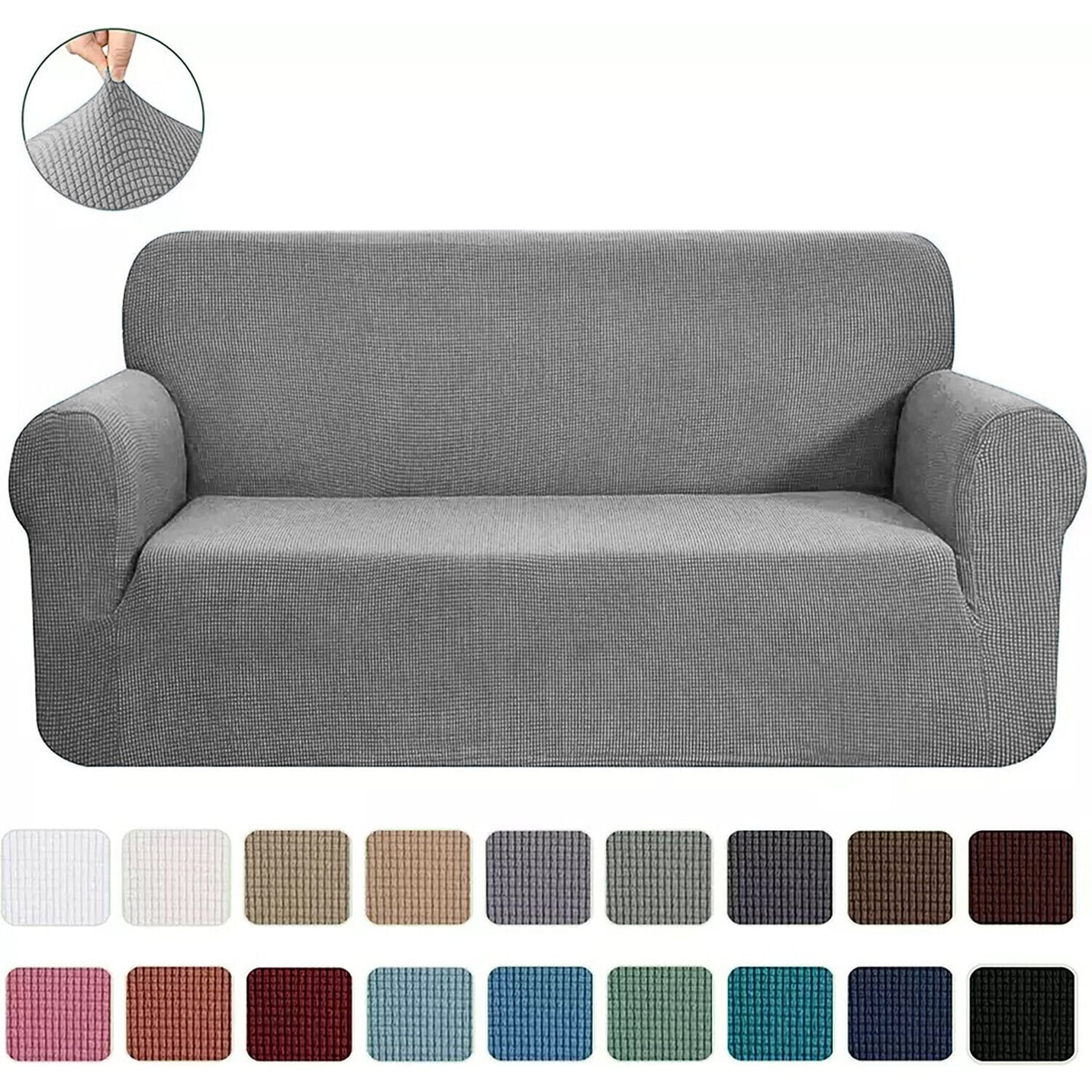 2-Piece Set Slipcover Sofa & Loveseat Cover Protector 4-Way Stretch Elastic - 96 x 74