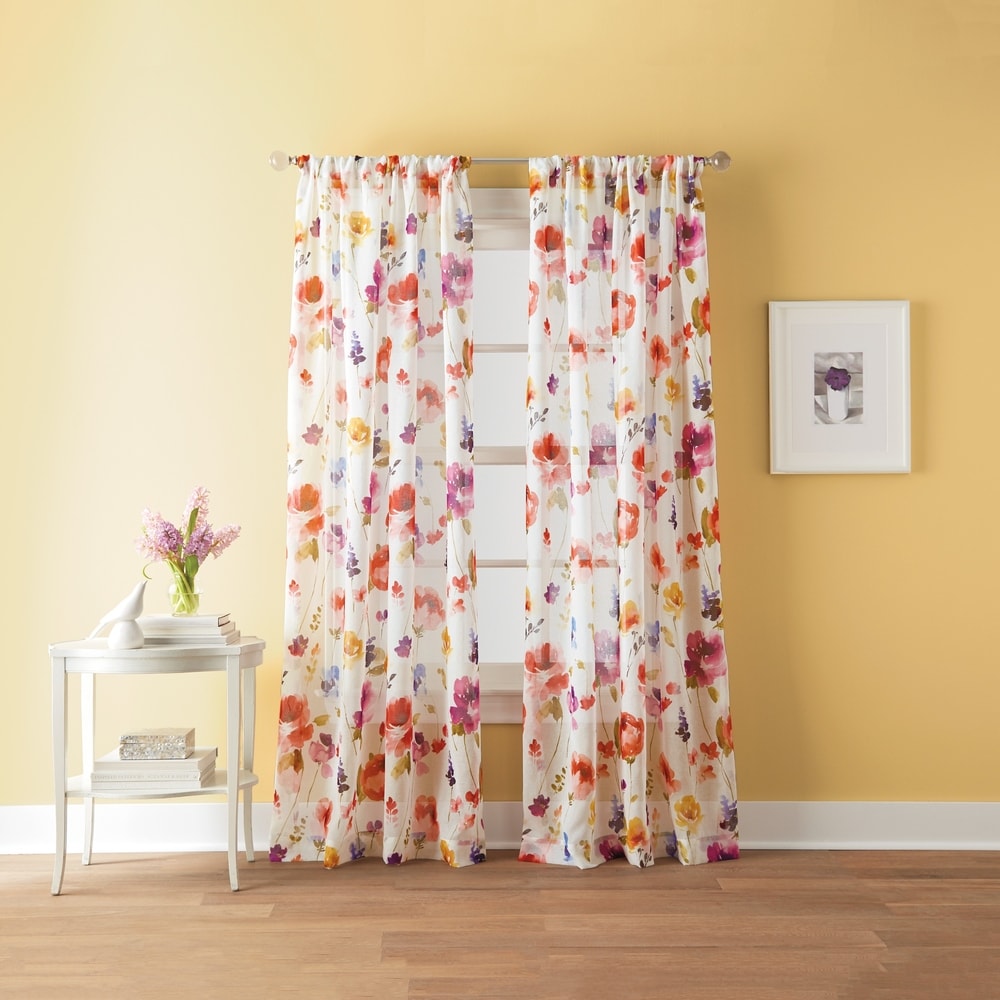 Sabel Watercolor Print Rod Pocket Curtain Panel