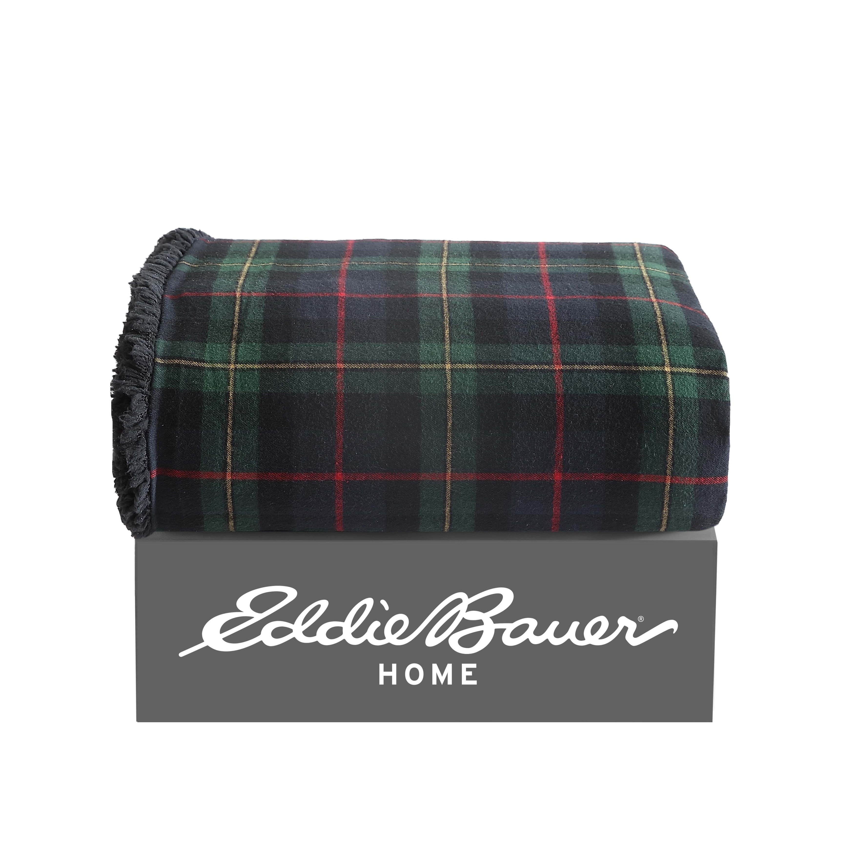 Eddie Bauer Cotton Flannel/Shearling Reverse Throw Blanket