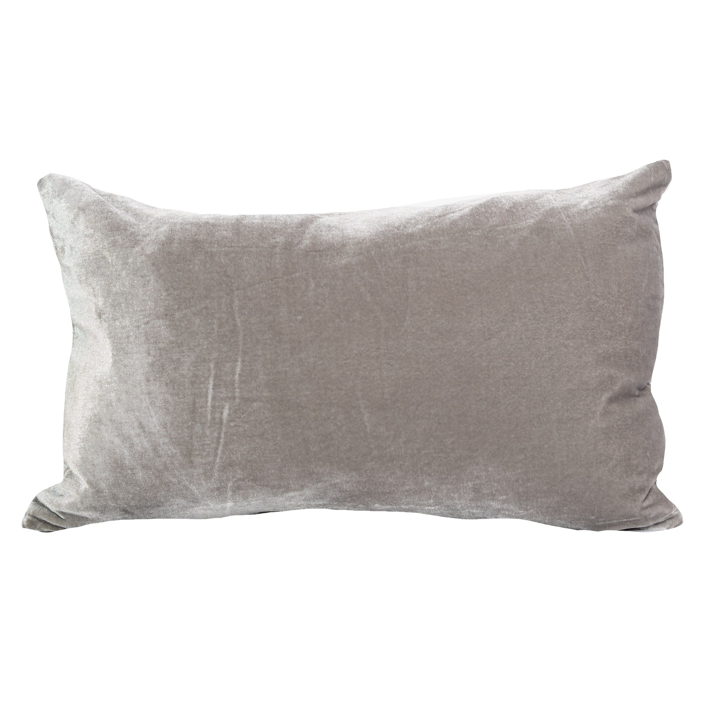 Layla Quilted Velvet Accent Pillow Cushion 12x20 Grey