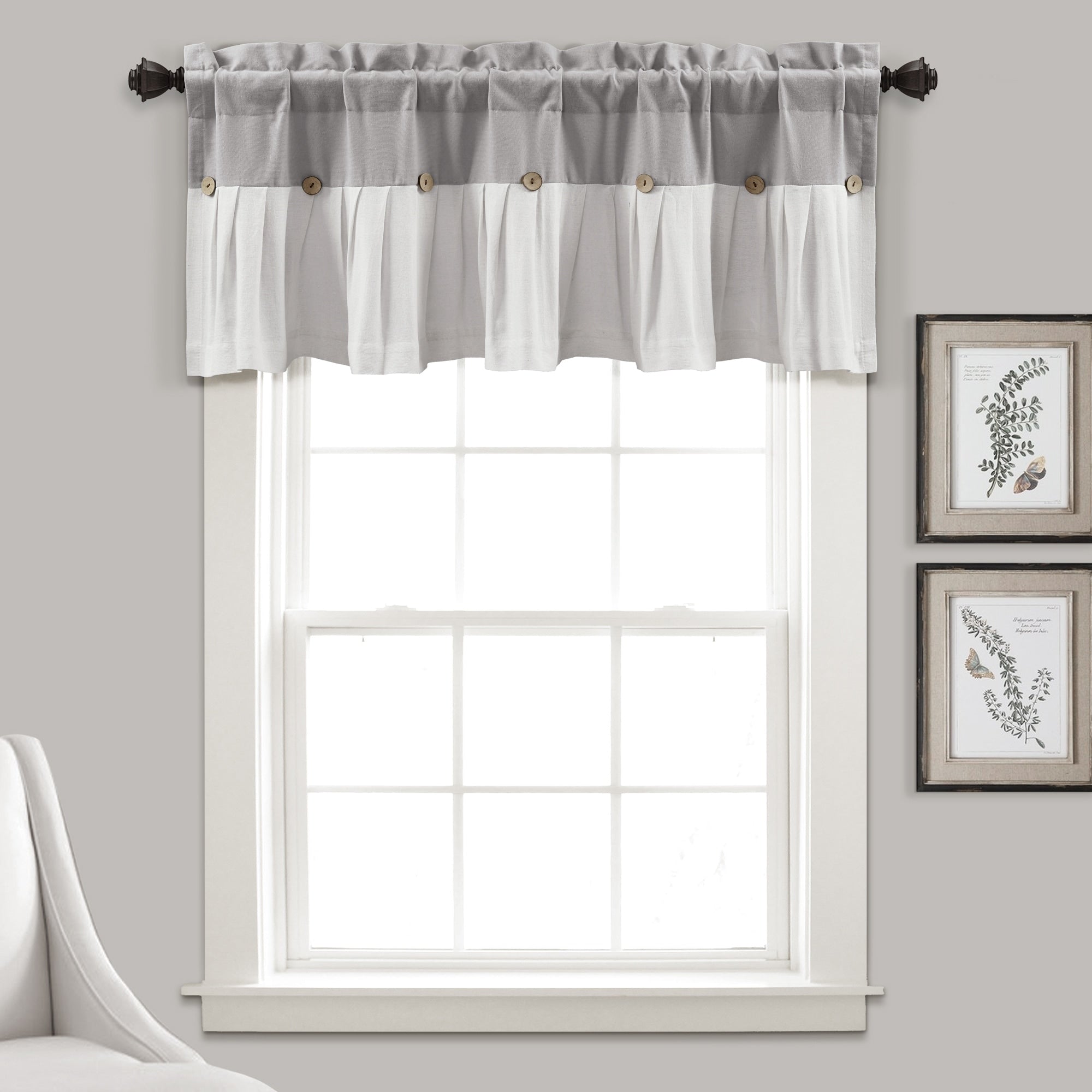 Lush Decor Linen Button Window Curtain Valance