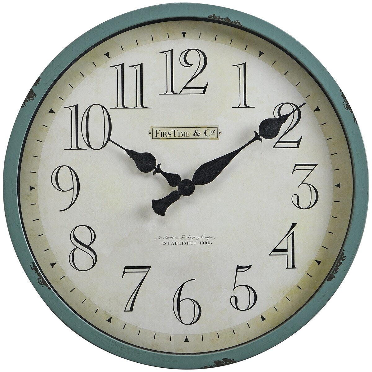 FirsTime & Co. Bellamy Wall Clock, American Crafted, Aged Teal, Plastic, 24 x 2 x 24 in