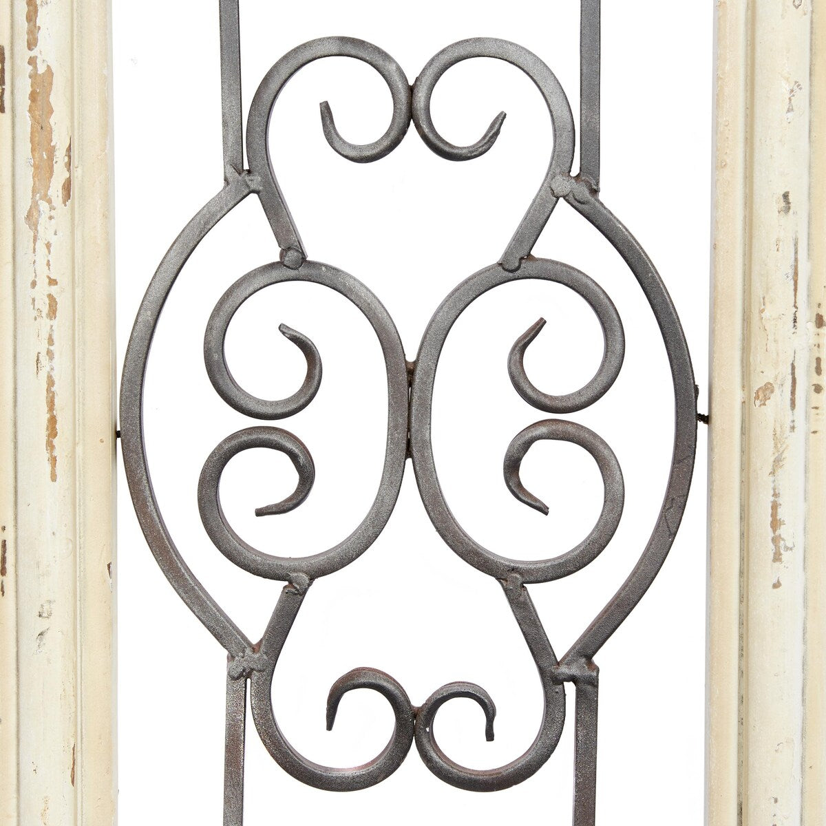 Wood Scroll Small Panel Home Wall Decor with Black Metal Scrollwork - White - Roche River Decor