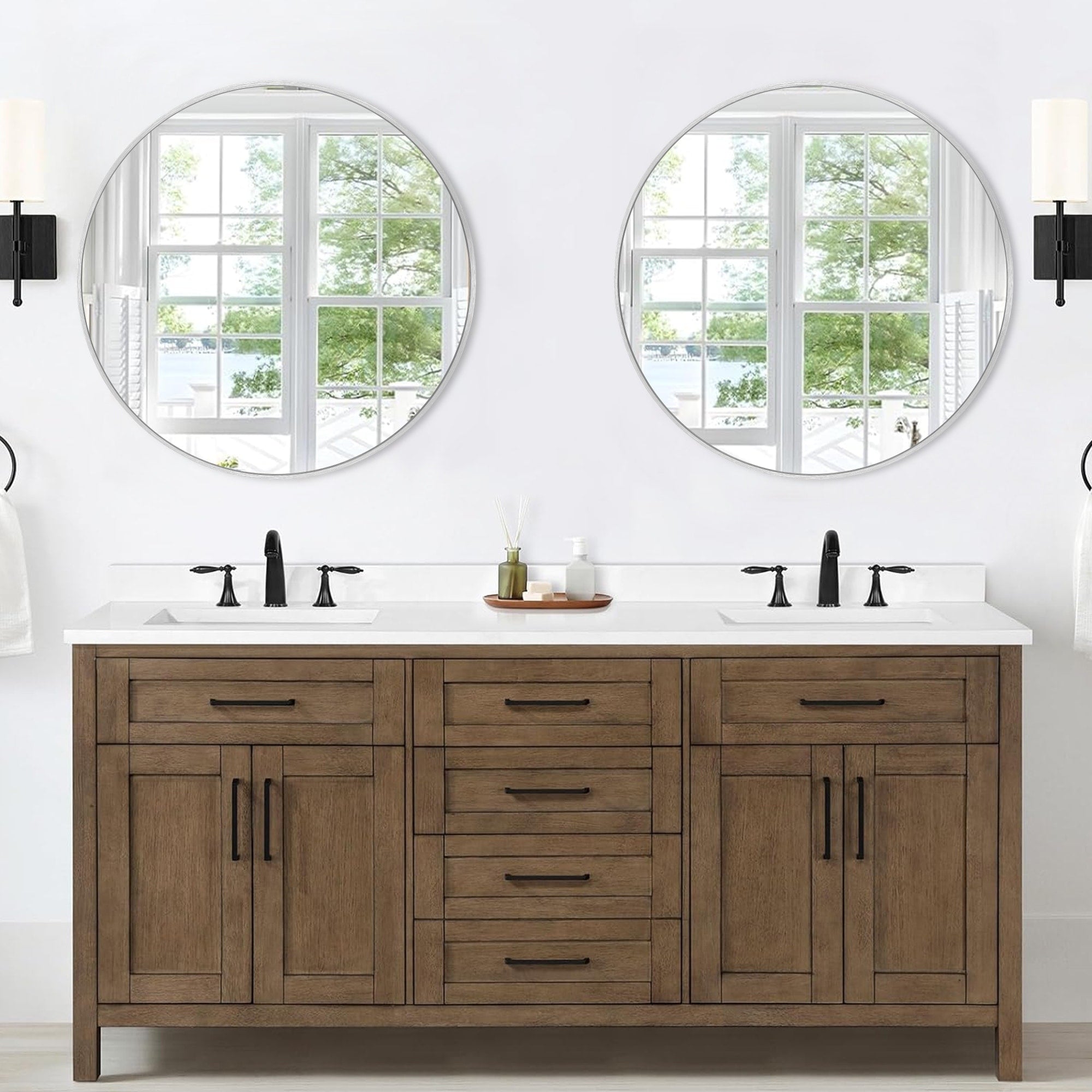 Modern Bathroom Wall Mounted Round Vanity Mirror