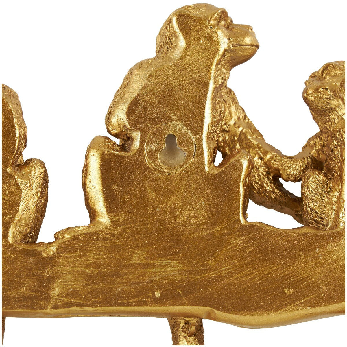 Polystone Monkey Textured 8 Hanger Wall Hook - Gold - Roche River Decor