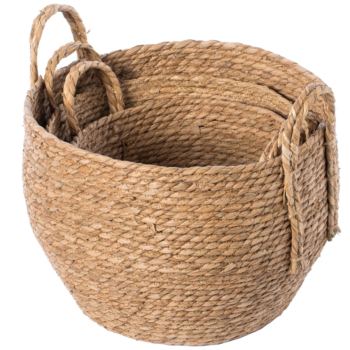 Decorative Round Wicker Woven Rope Storage Blanket Basket