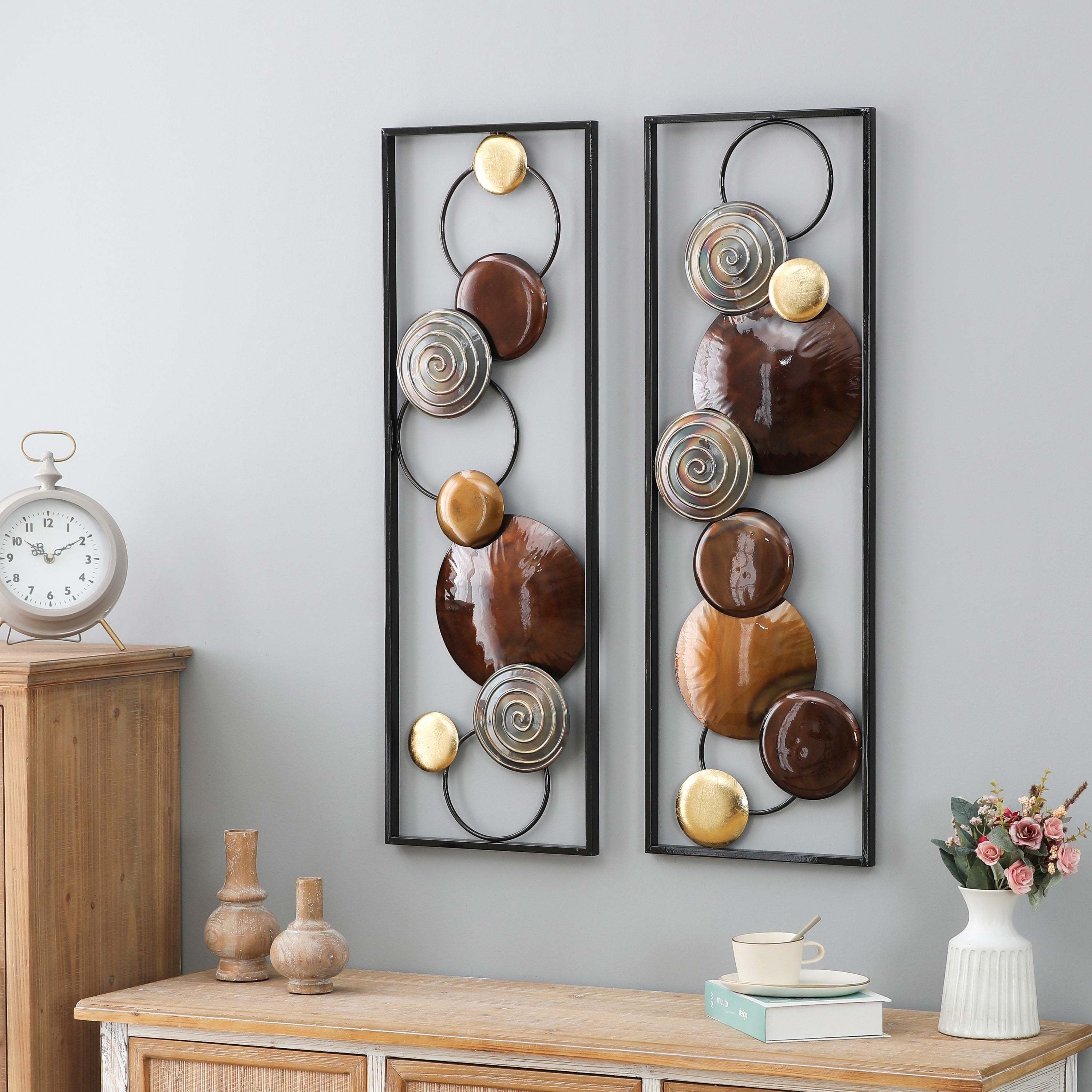 Modern Gold and Brown Metal Wall Decor (Set of 2)