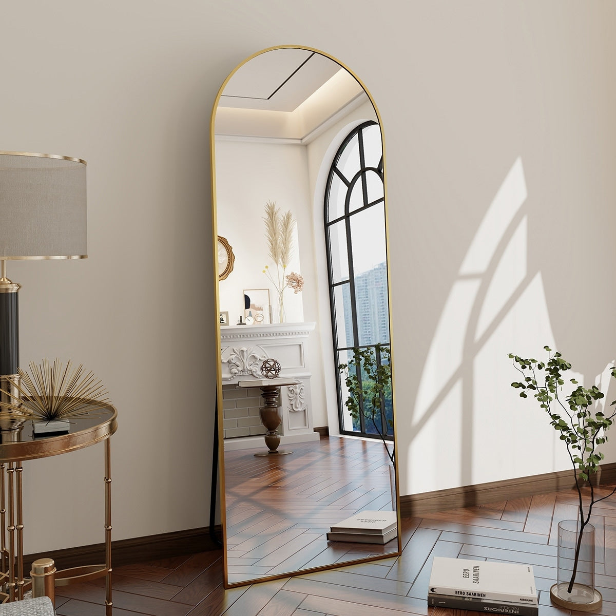 Metal Arch Full Length Mirror Floor Mirror Wall-Mounted