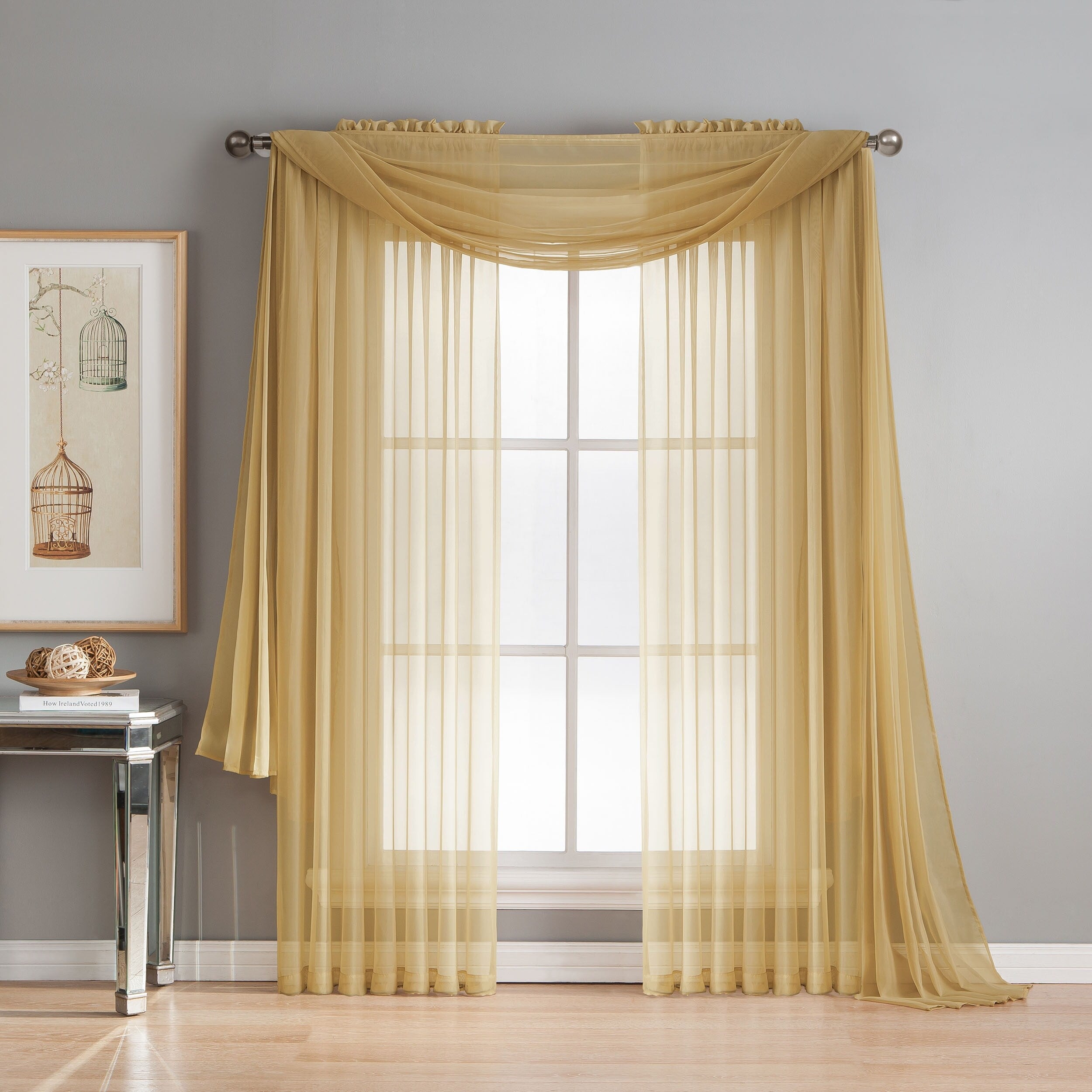 Window Elements Diamond Sheer Voile Extra Wide, 56 Inch Wide. Rod Pocket Curtain Panel