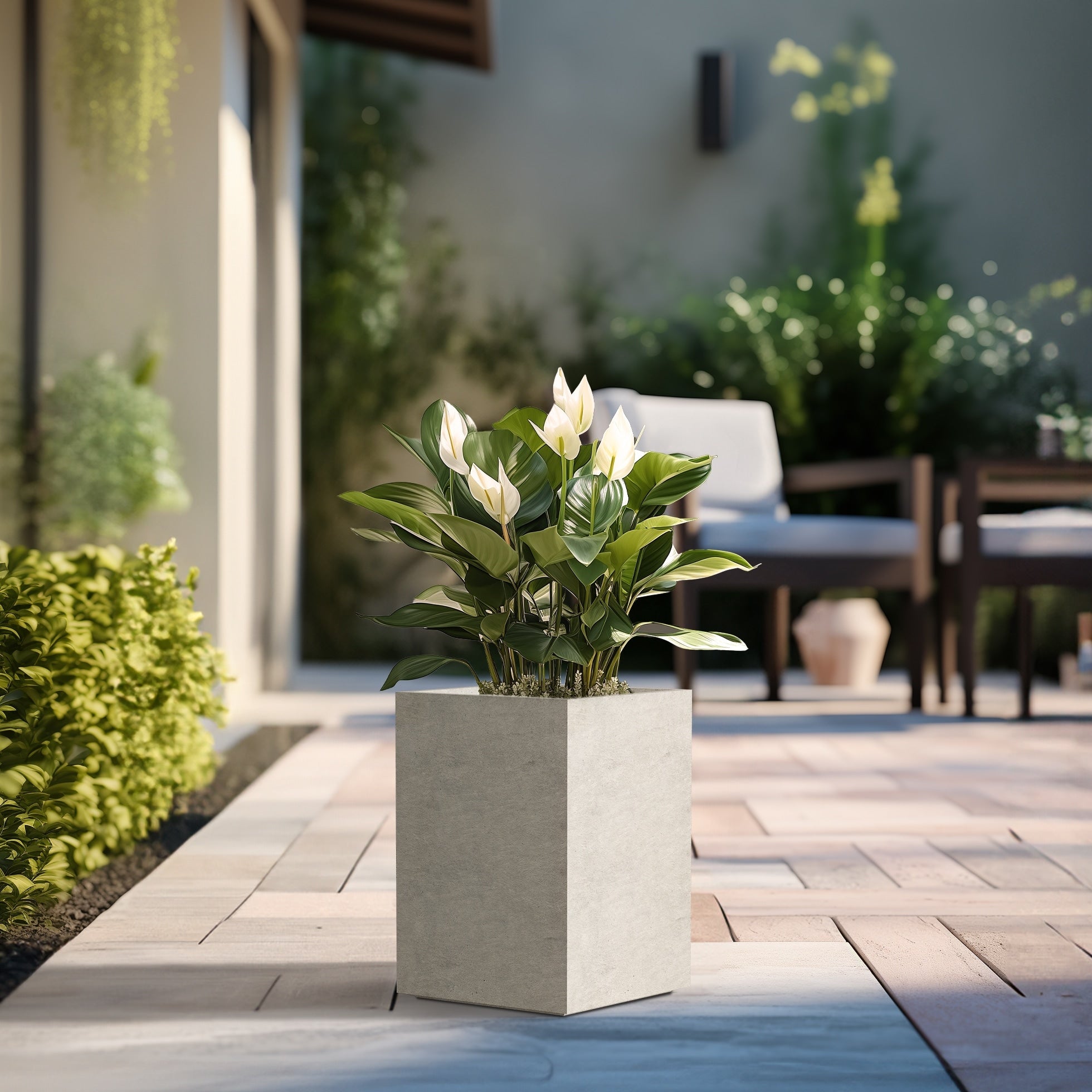 Tall Concrete Rectangle Plant Boxes / Large Indoor and Outdoor Flower Planters