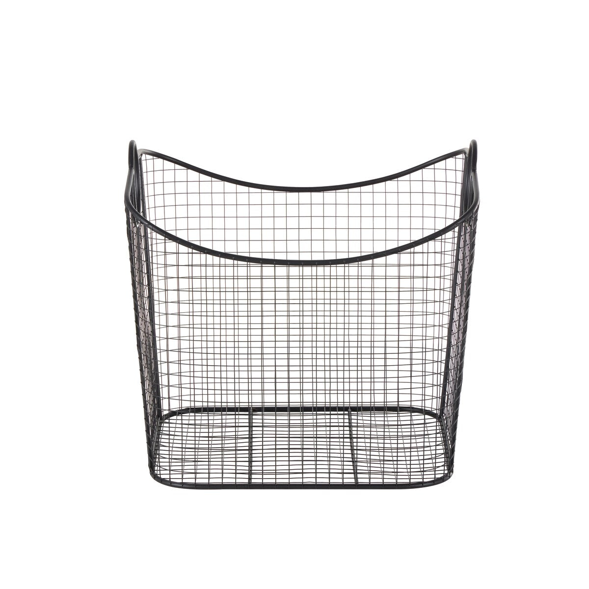 Metal Wire Grid Decorative and Functional Storage Basket with Curved Edges Ring Handles - Gold or Black - Roche River Decor