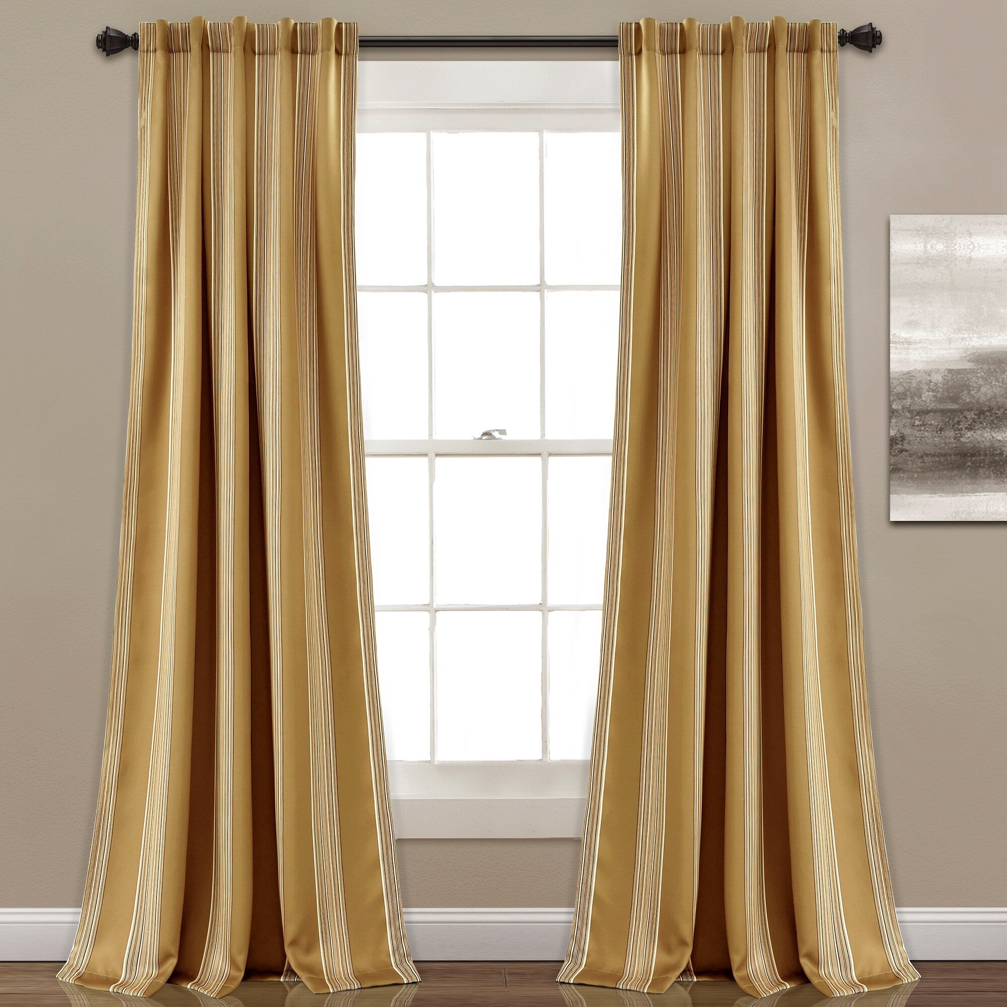 Lush Decor Julia Striped Room Darkening Window Curtain Panel Pair