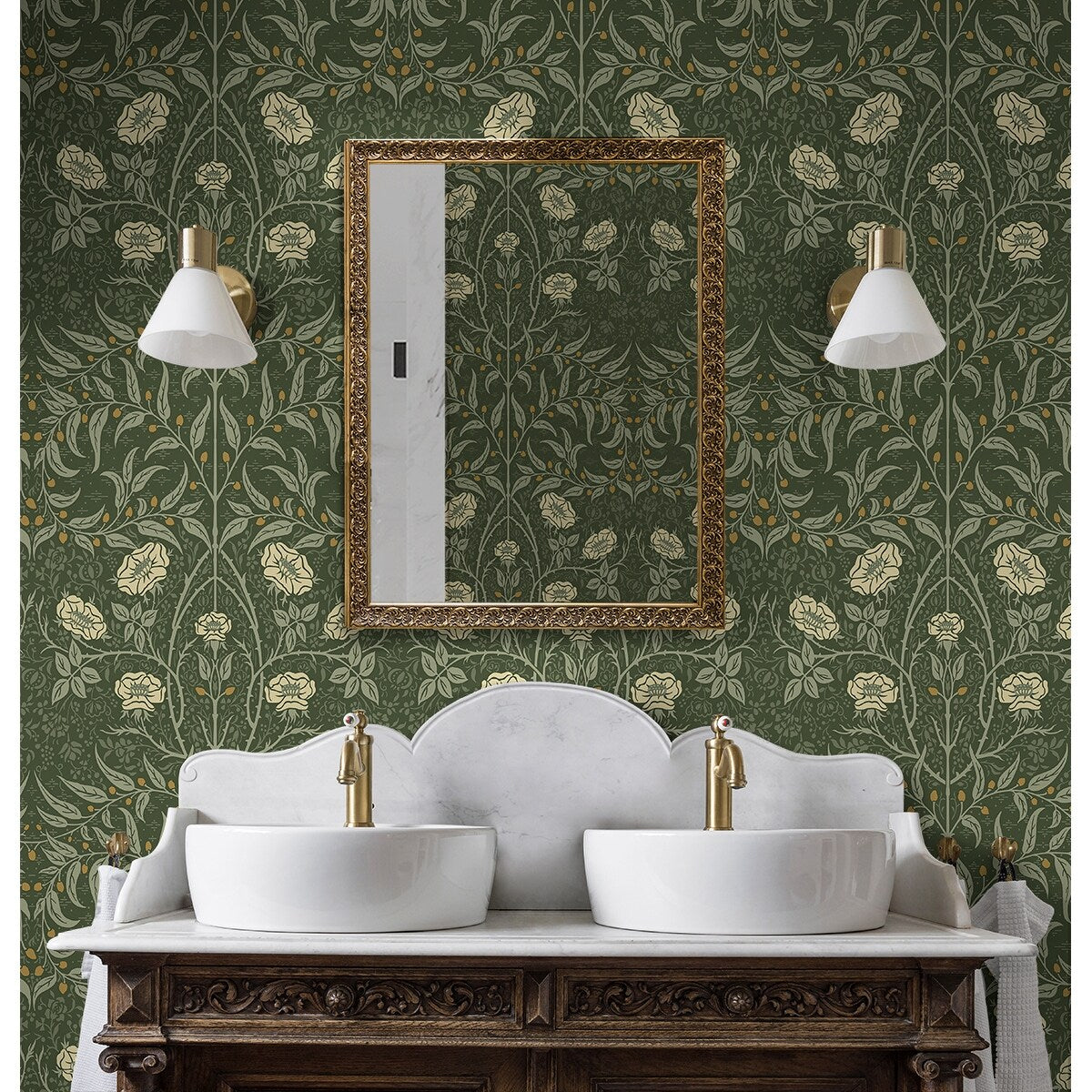 NextWall Stenciled Floral Peel and Stick Wallpaper