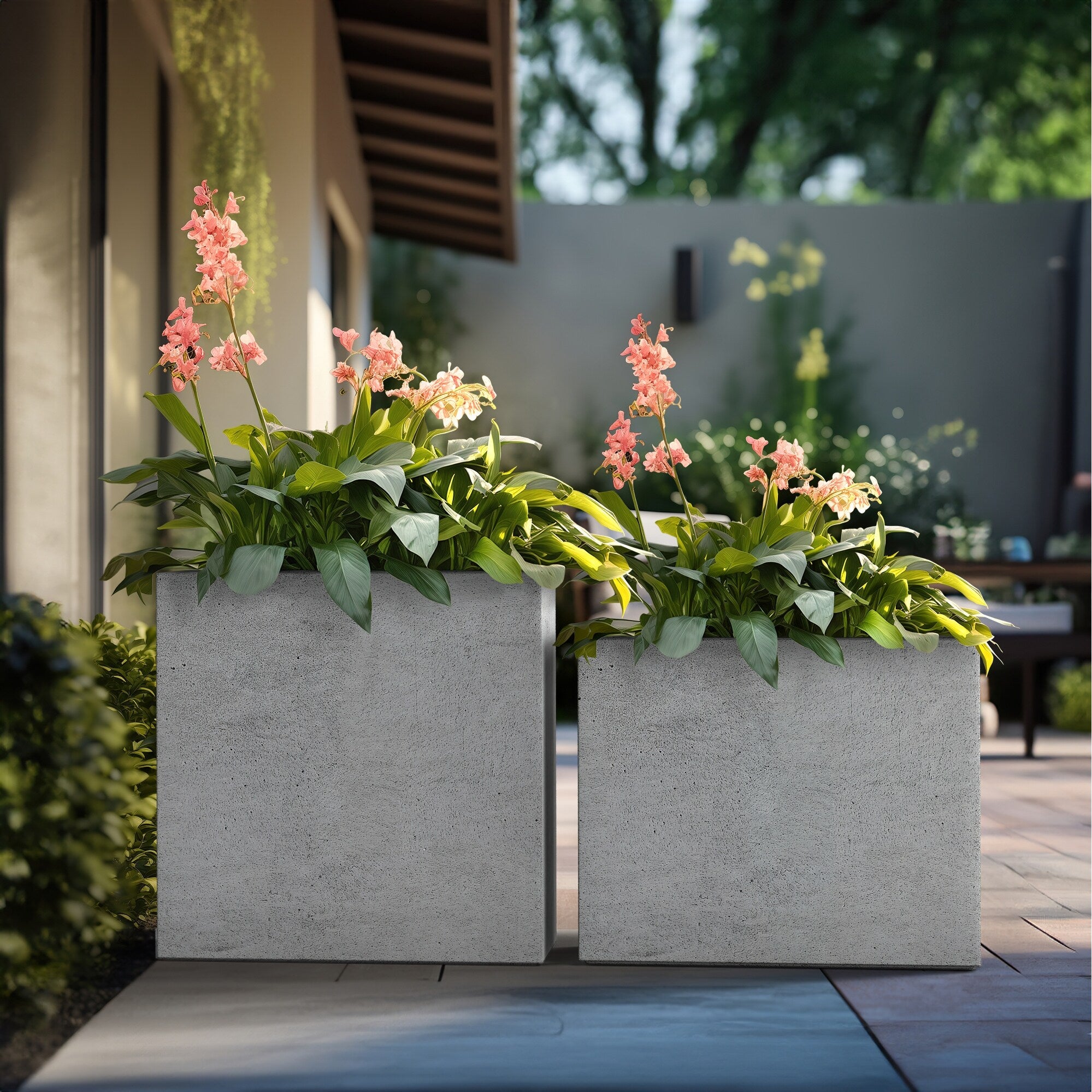 Tall Concrete Rectangle Plant Boxes / Large Indoor and Outdoor Flower Planters