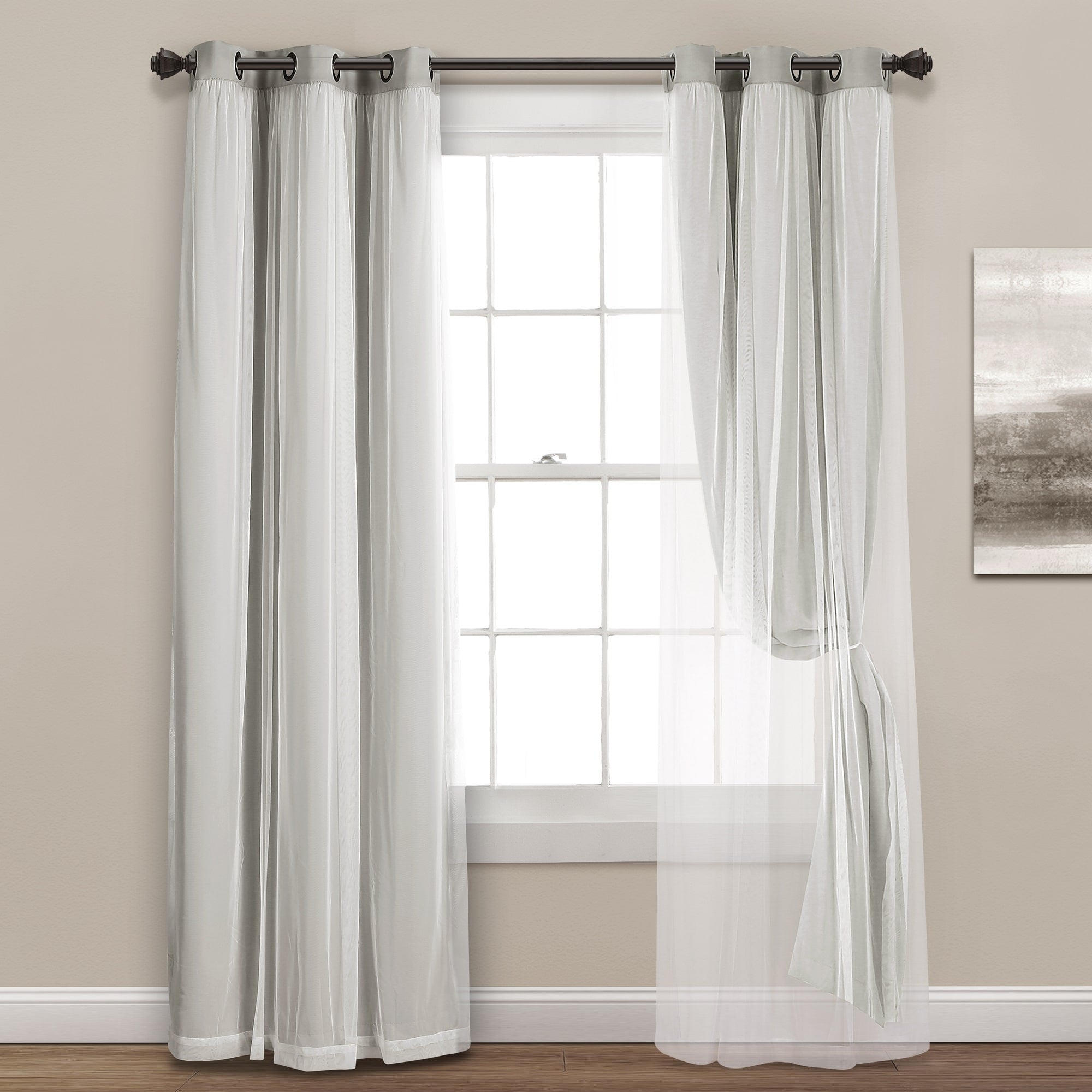 Lush Decor Grommet Sheer Panel Pair with Insulated Blackout Lining