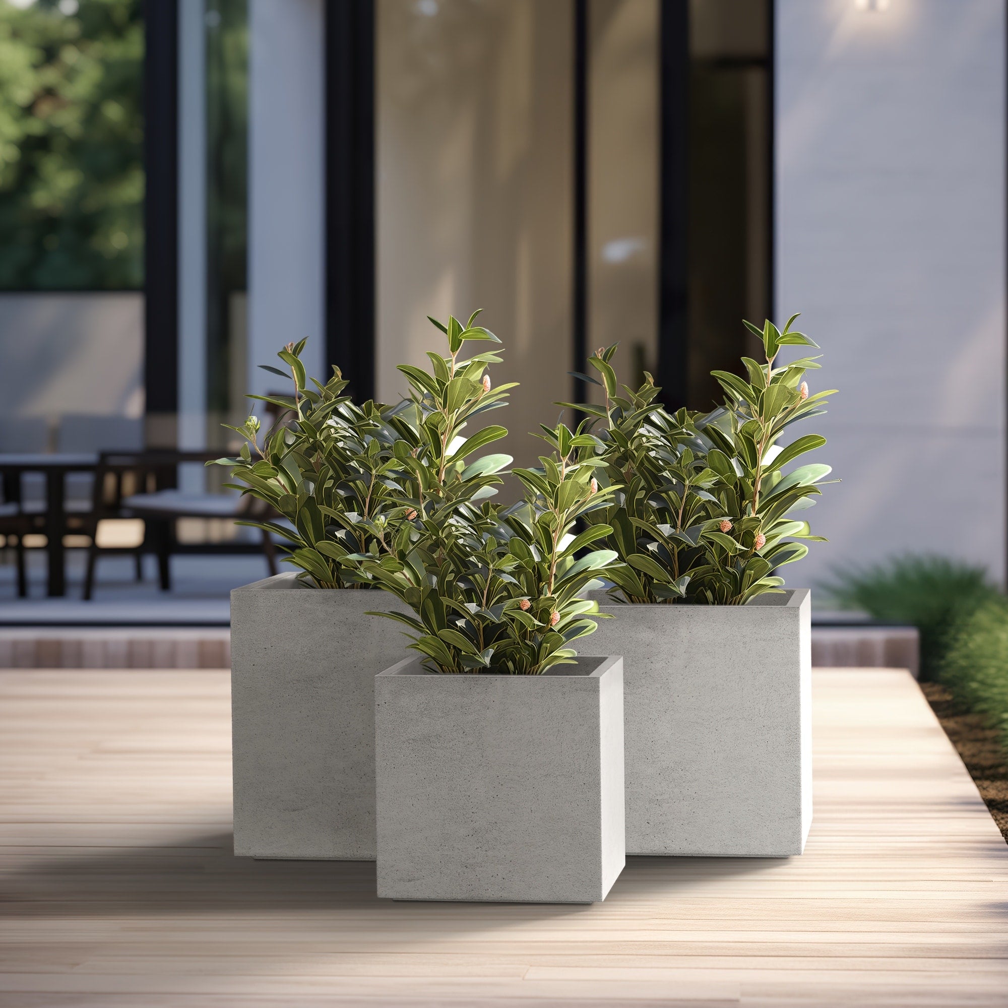 Tall Concrete Square Plant boxes / Large Indoor and Outdoor flower Planters