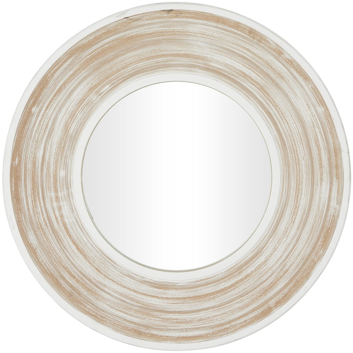 Wooden Room Wall Mirror with White Wash Effect - Cream - Roche River Decor