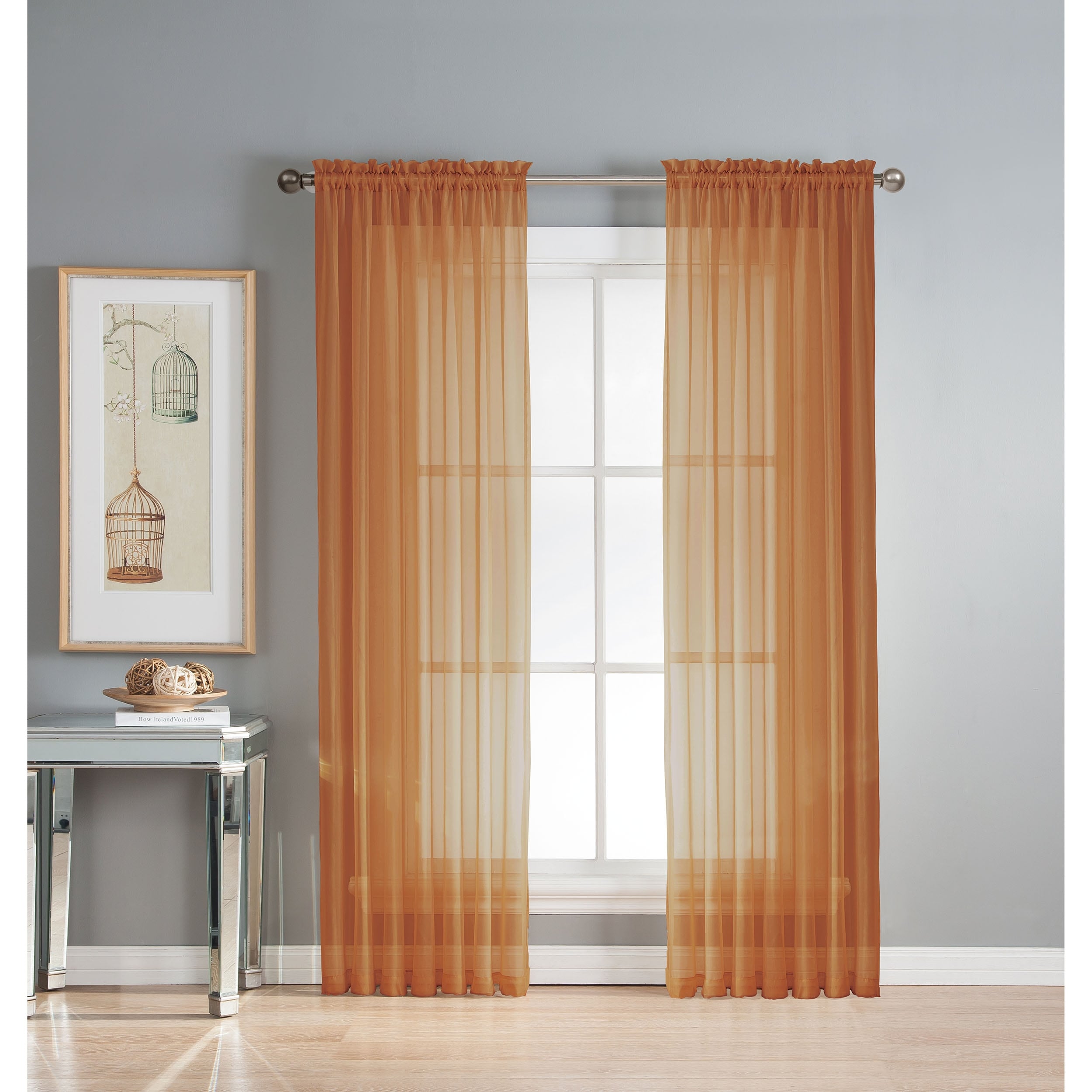 Window Elements Diamond Sheer Voile Extra Wide, 56 Inch Wide. Rod Pocket Curtain Panel