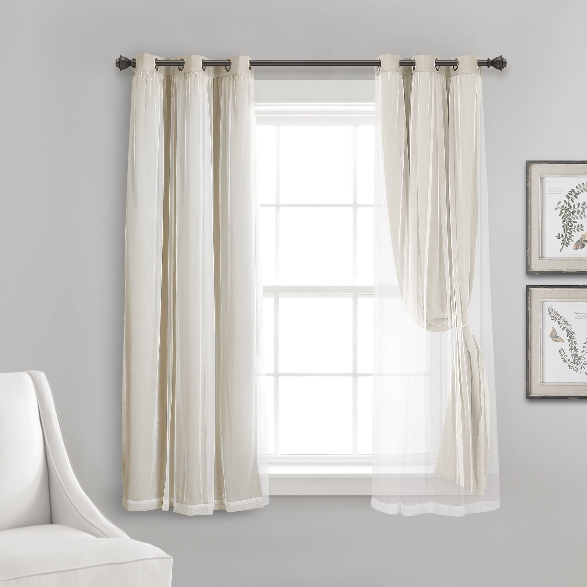 Lush Decor Grommet Sheer Panel Pair with Insulated Blackout Lining