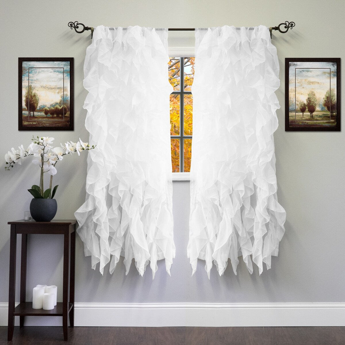 Chic Sheer Voile Vertical Ruffled Window Curtain