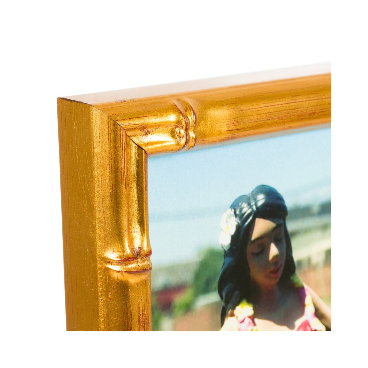 Craig Frames Vintage Bamboo, Picture Frame Matted for a Photo, Tropical Gold