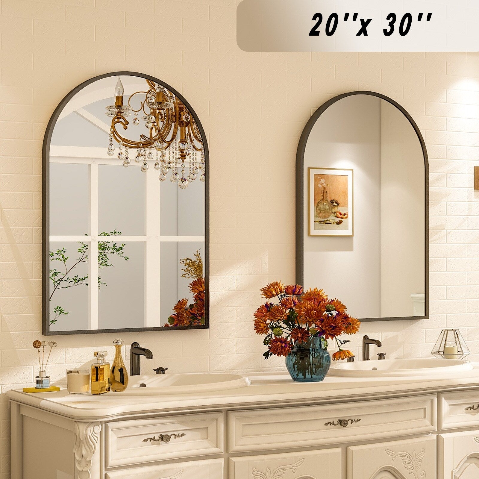 Bathroom Mirror Arch-Top Wall Mounted Decor Mirror