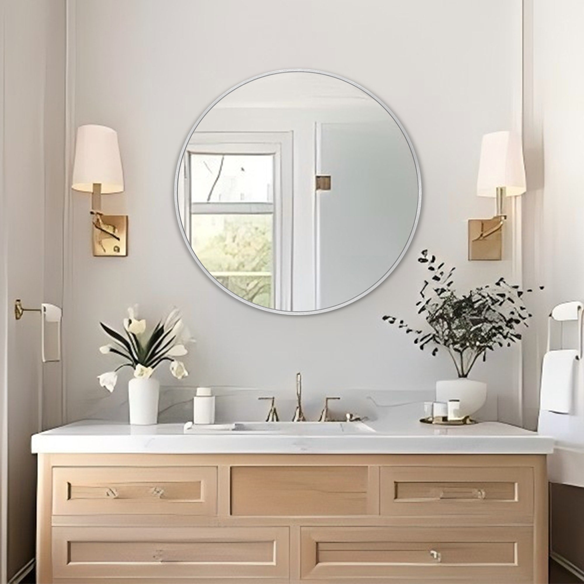 Modern Bathroom Wall Mounted Round Vanity Mirror