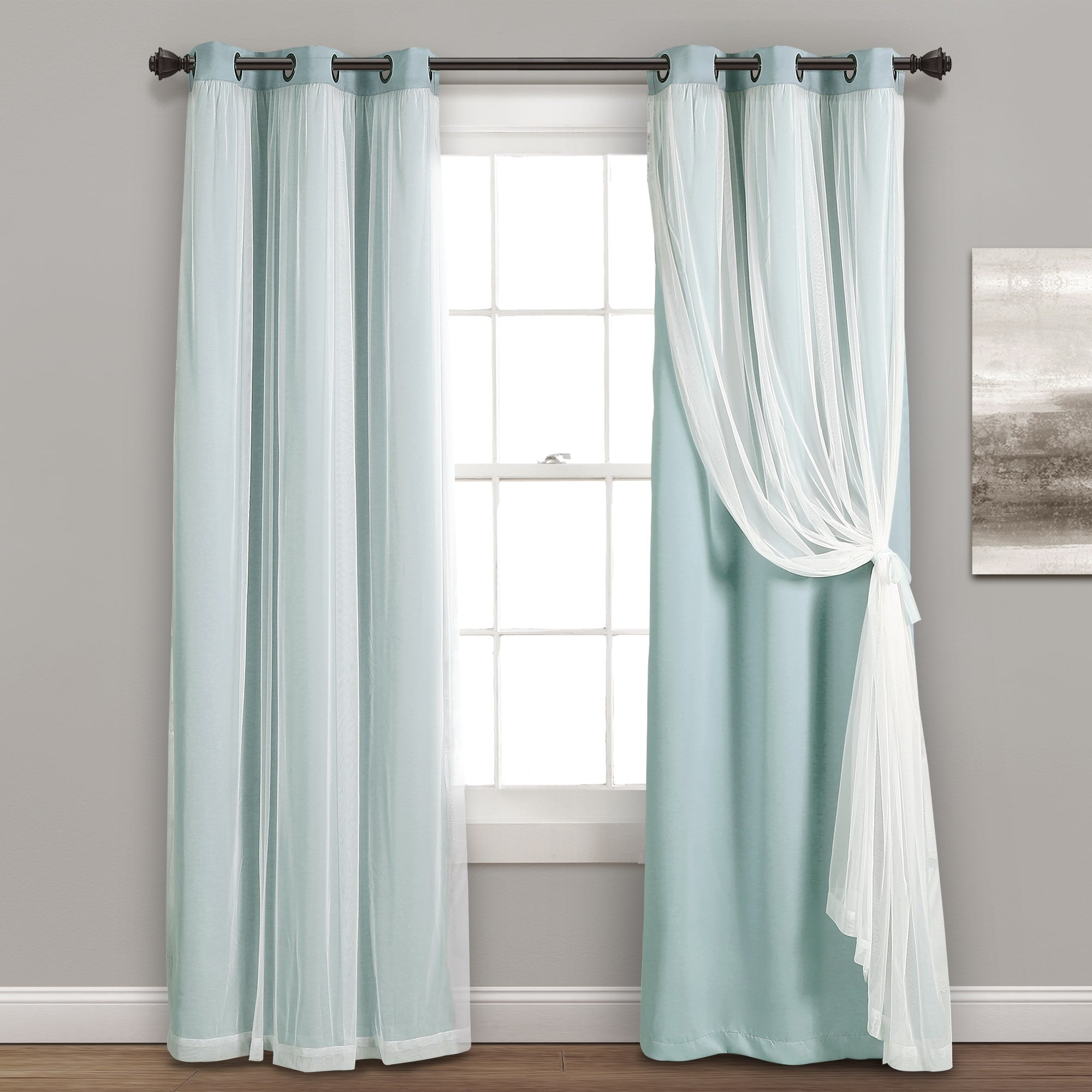 Lush Decor Grommet Sheer Panel Pair with Insulated Blackout Lining