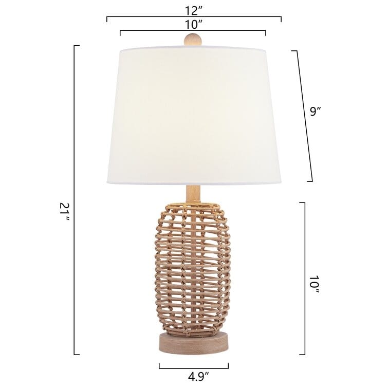 21 Bedside Natural Rattan Table Lamp Set (Set Of 2) - 12*12*21