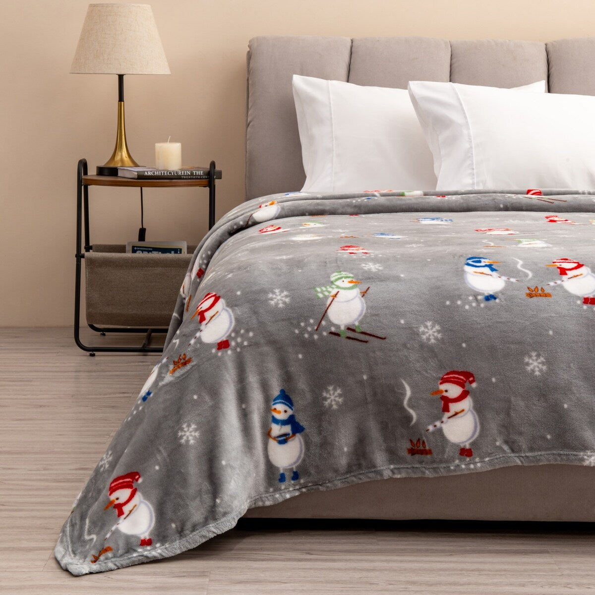 Luxurious Velvet Plush Fleece Holiday Printed Bed Blanket