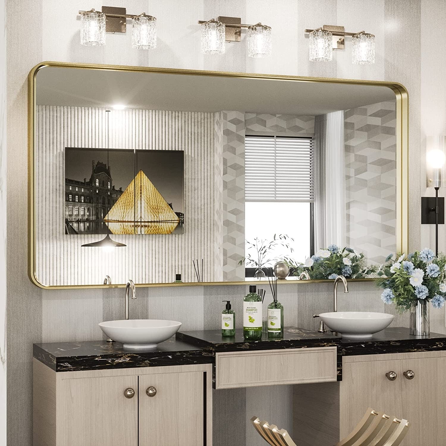 TokeShimi Modern Metal Frame Bathroom Vanity Wall Mirror