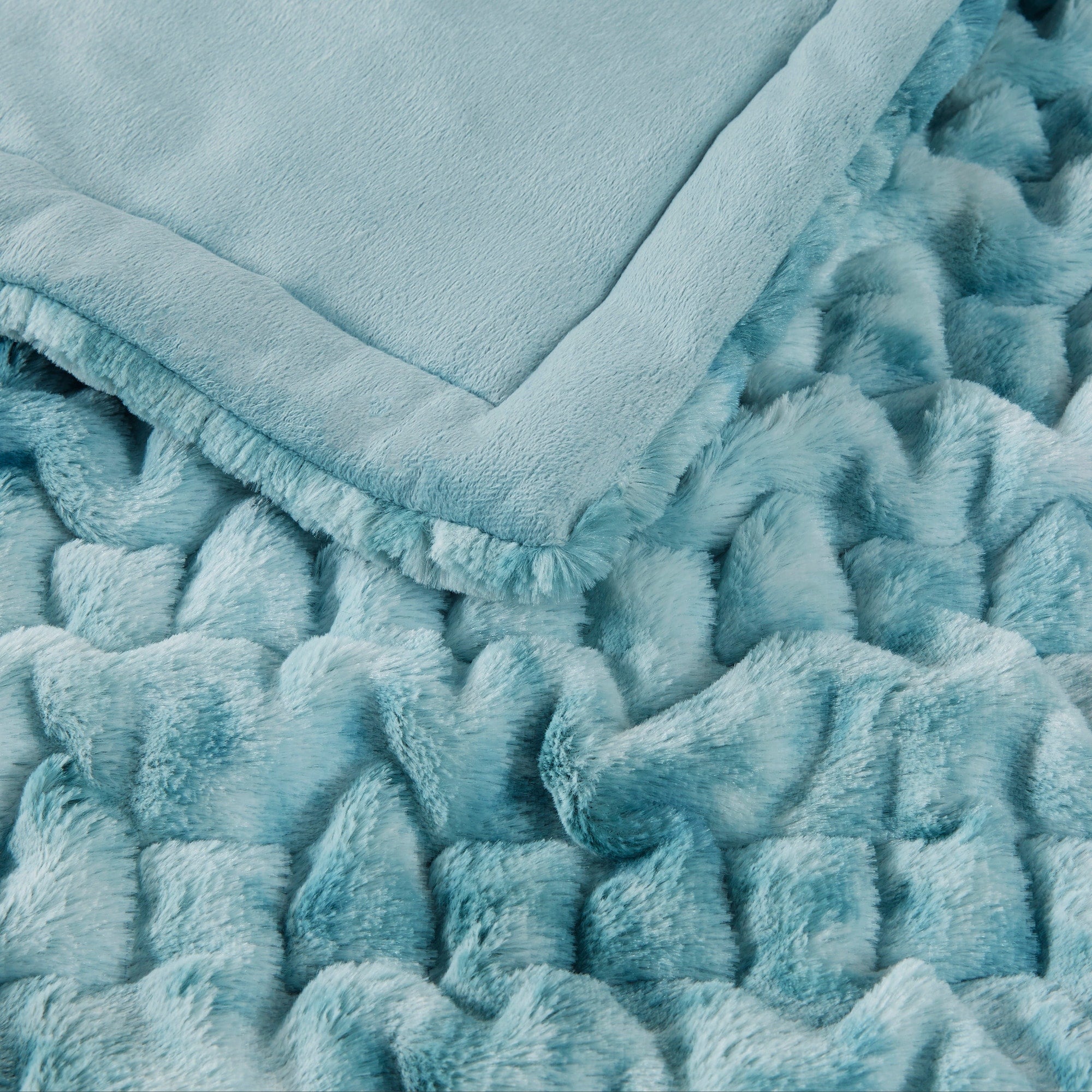 Madison Park Ruched Fur Throw