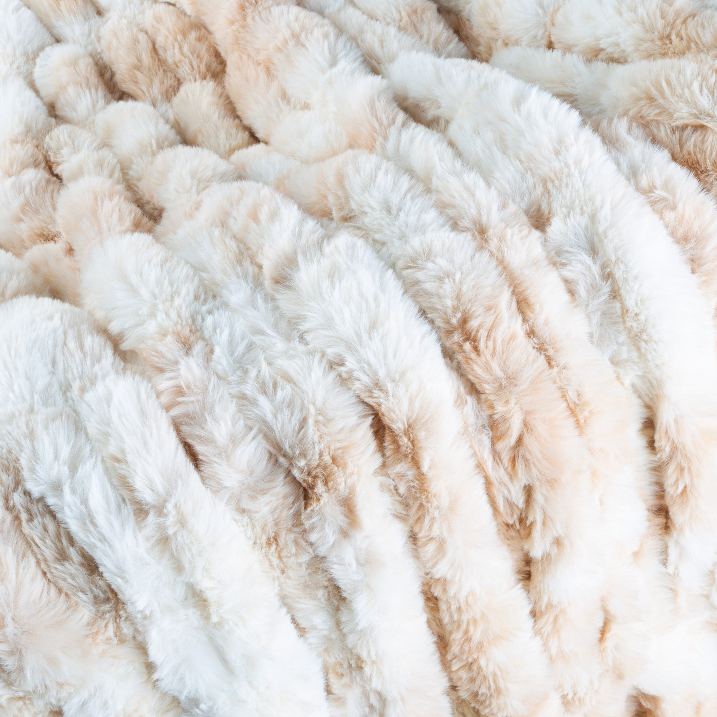 Oversized Ruched Faux Fur Blanket - 60x80-Inch Queen-Size Throw by Lavish Home