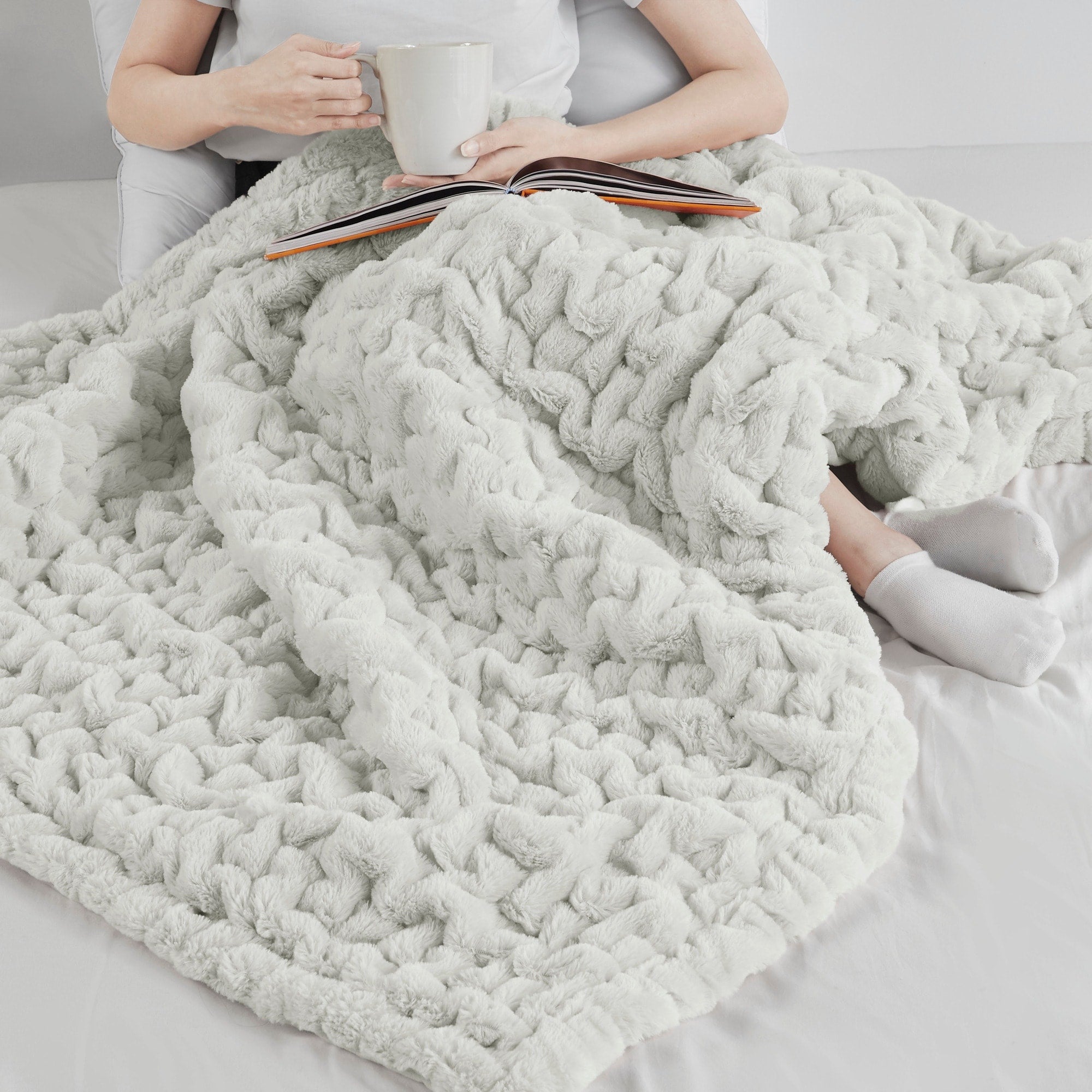 Madison Park Ruched Fur Throw