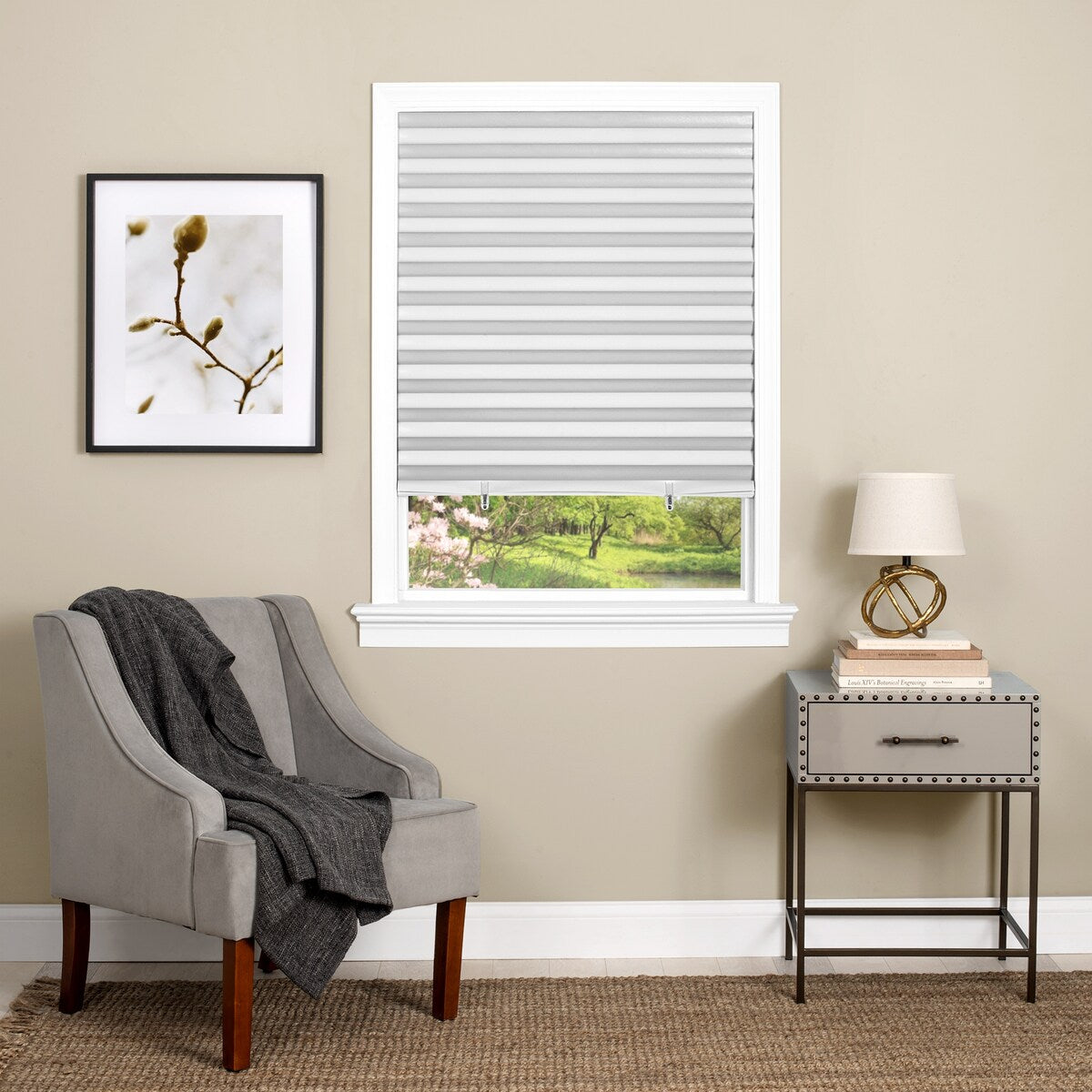 Cordless 1-2-3 Vinyl Room Darkening Pleated Window Shade