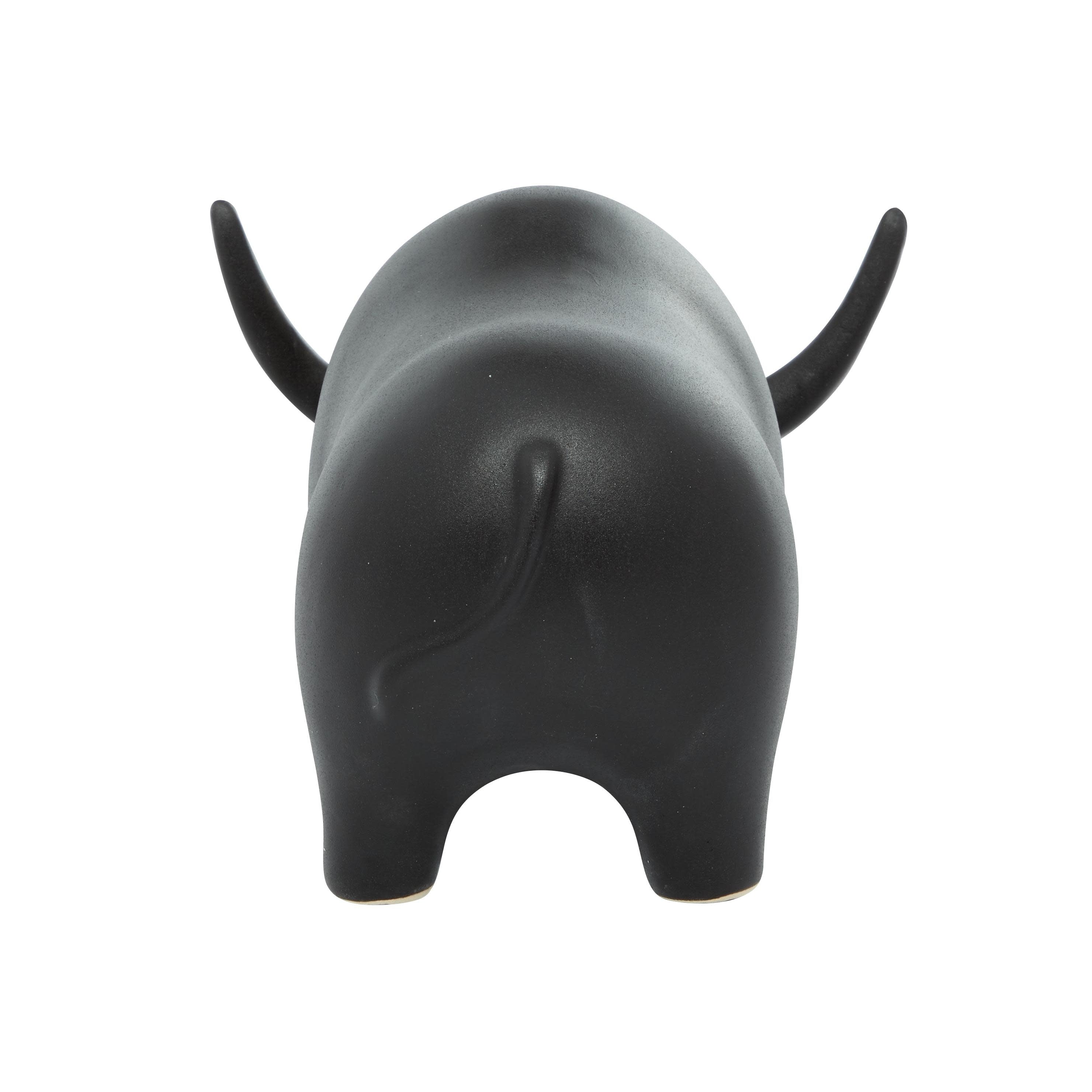 Ceramic Bull Decorative Sculpture - Black - The Novogratz