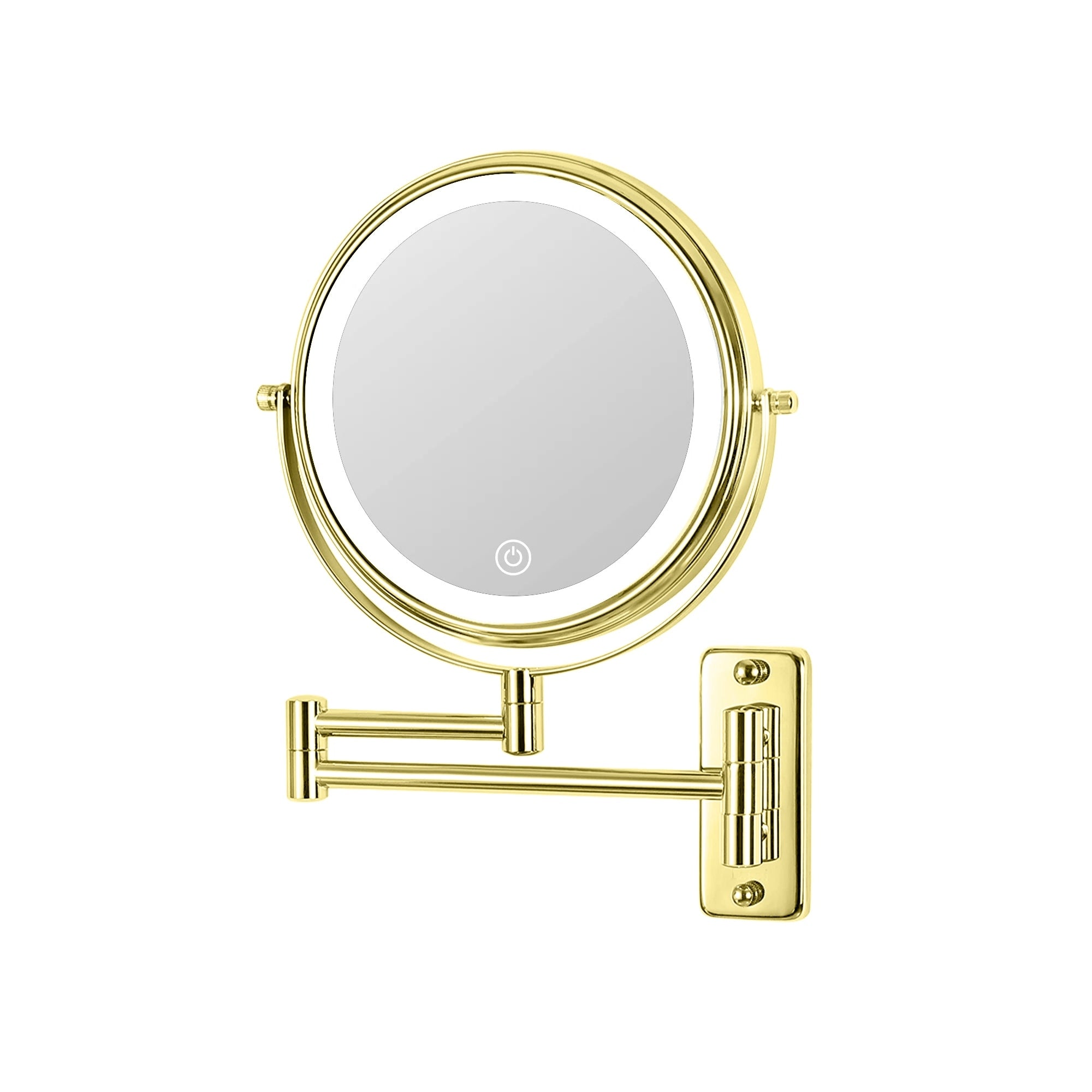 8 Round Wall Mount Bathroom Makeup Mirror, Rechargeable, Magnification 1x/10x, 3 Color Lights