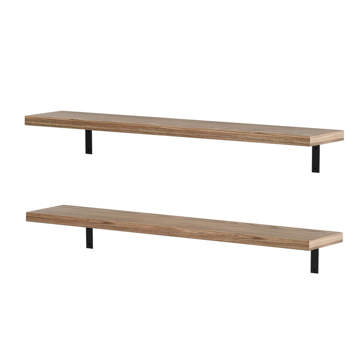 Cervo 60 in x11.25 in Rustic Floating Shelves for Wall - 2 Pcs - Burnt