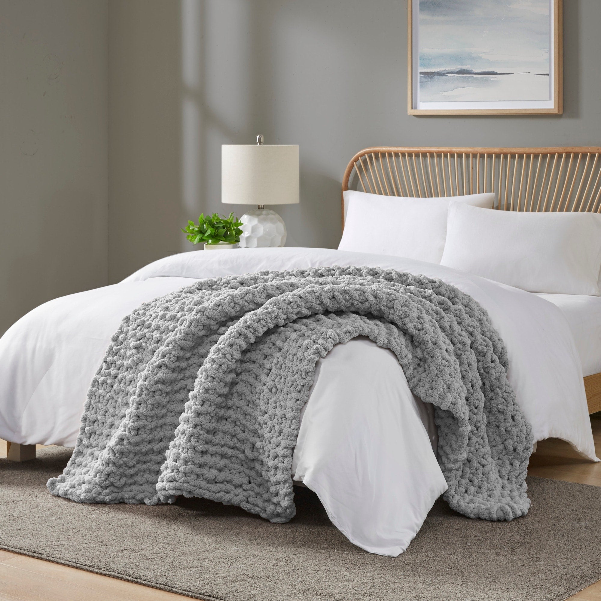 Madison Park Chenille Chunky Knit Throw 50x60