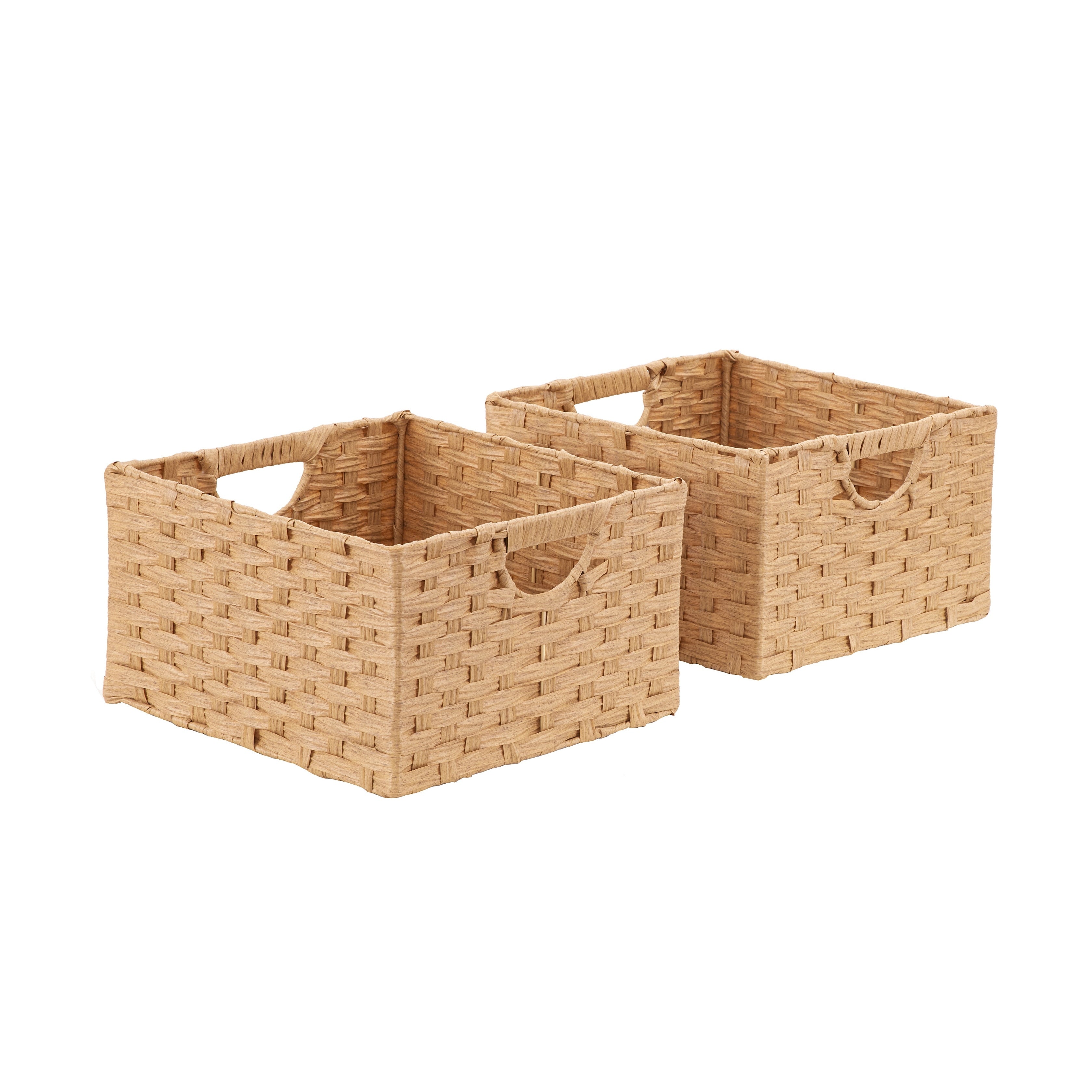 Seville Classics Foldable Handwoven Cube Storage Basket (2-Pack)