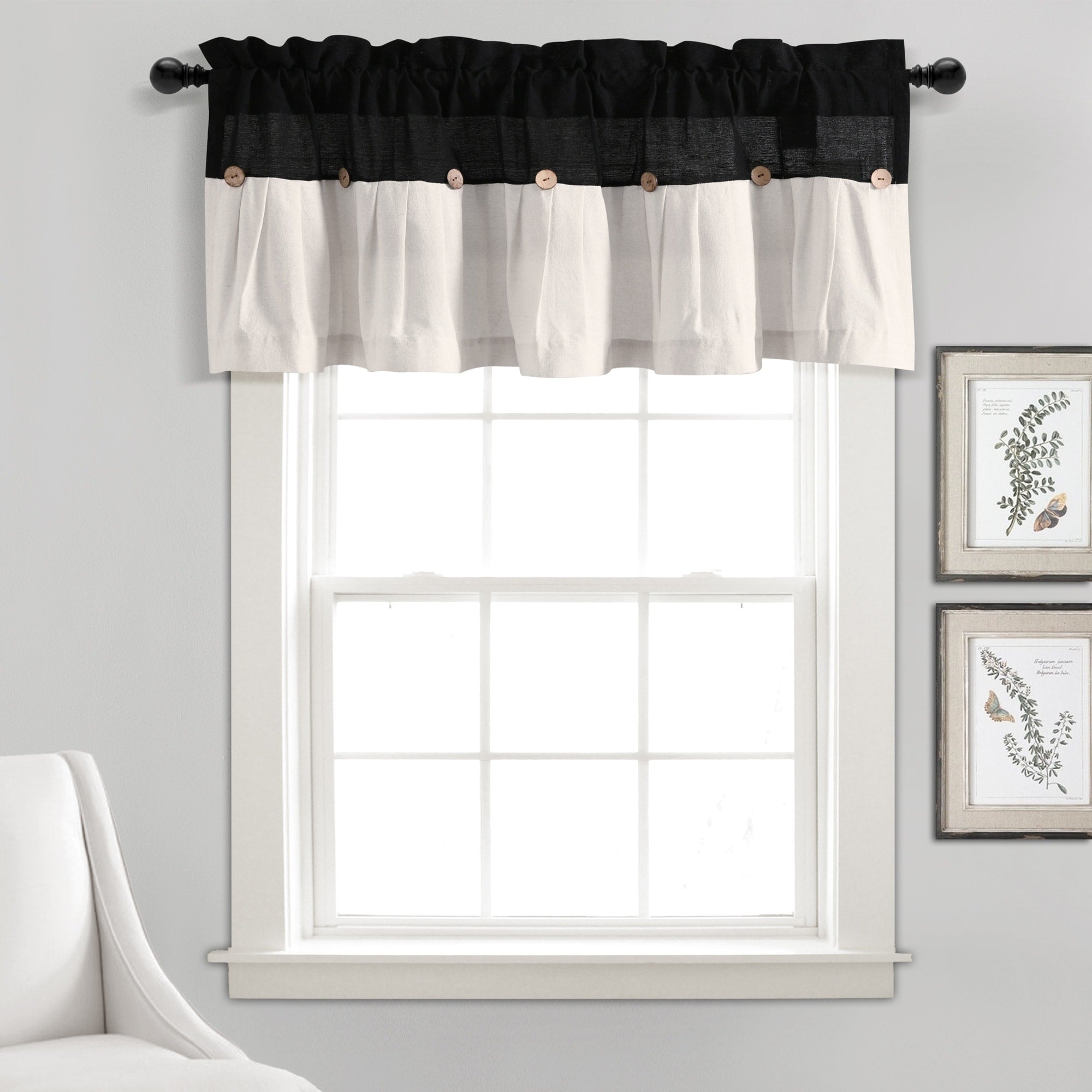 Lush Decor Linen Button Window Curtain Valance